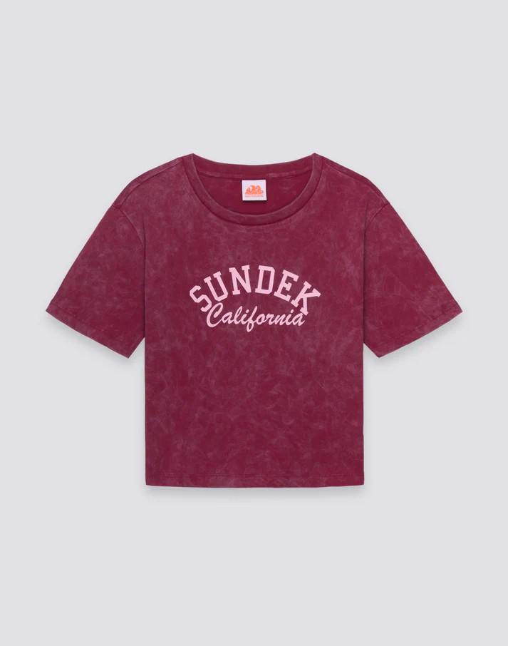 T-shirt donna cropped vintage wash W748TEJS000 A9001 SUNDEK 