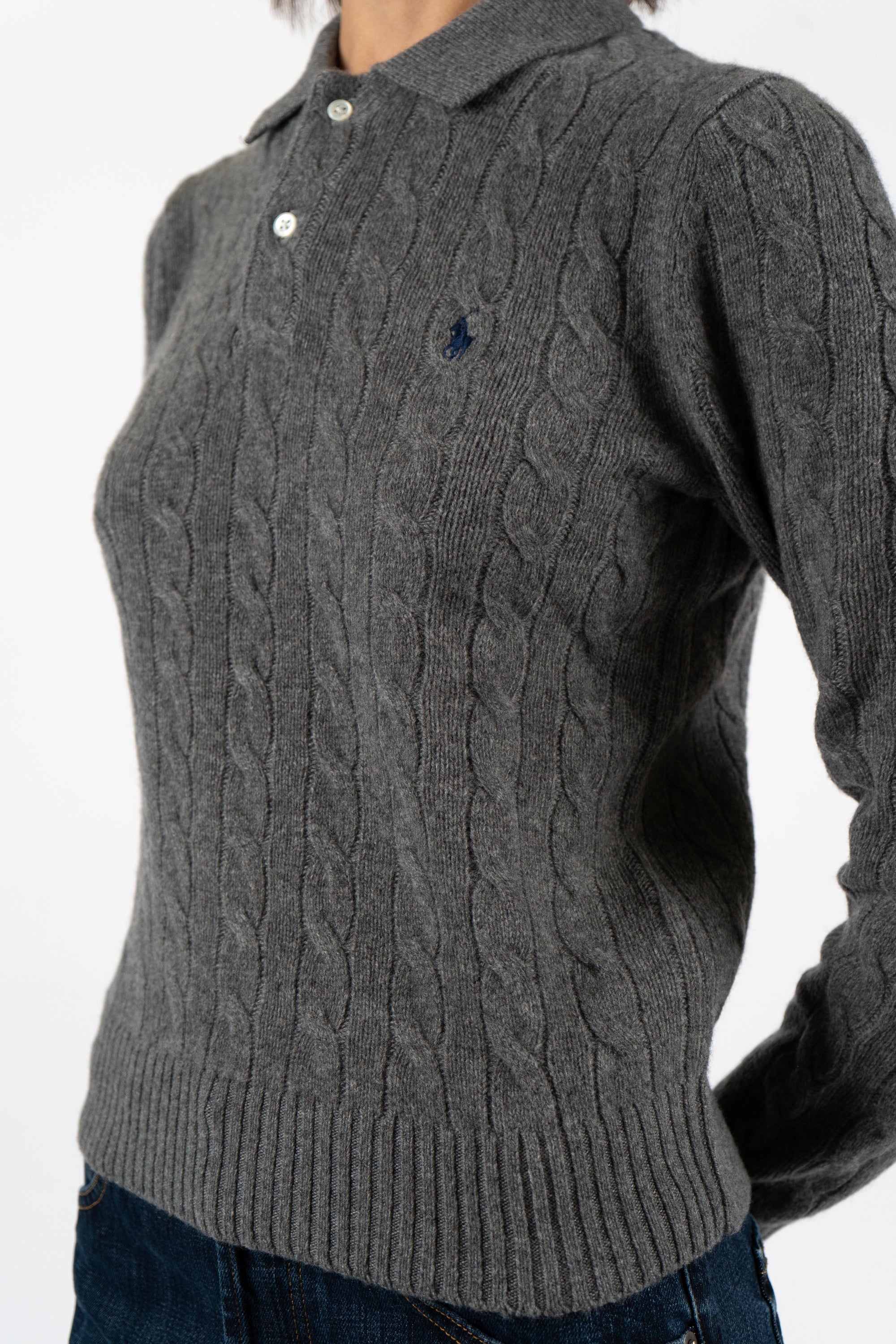 Maglia polo in lana e cashmere a trecce 211972132 500 POLO RALPH LAUREN 