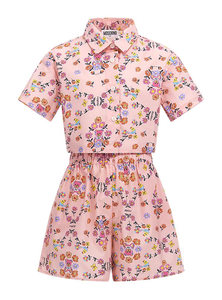 Completo camicia e short Allover Flowers HDG01ELLB42 83440 MOSCHINO KID 