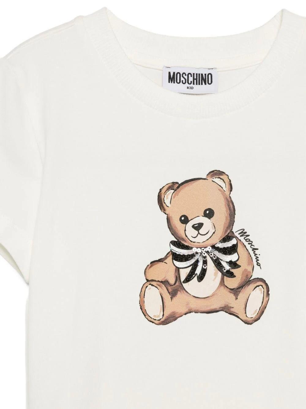 T-shirt con stampa teddy HCM06KLBA11 10063 MOSCHINO KID 