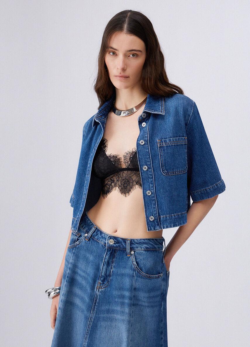 Camicia in denim UA6337D0319 79010 LIU JO BLUE DENIM 