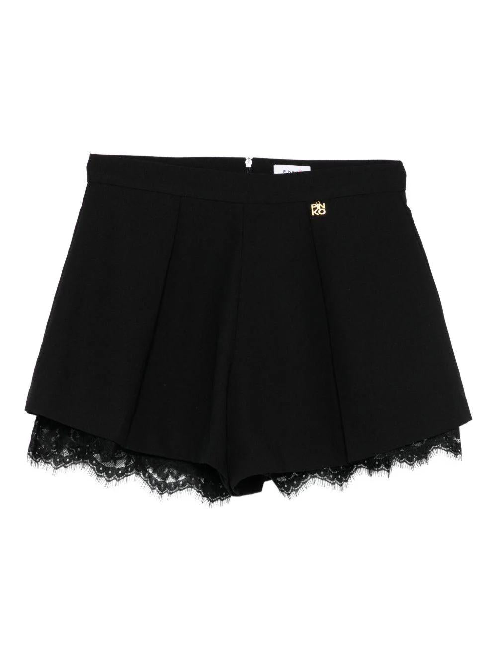 Bermuda nero con dettaglio in pizzo KFBE007CGA021 N000 PINKO 