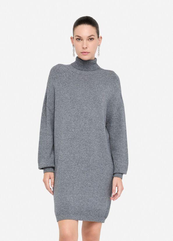 Abito in maglia con micro paillettes MF5484MA27R 04485 LIU JO WHITE2 