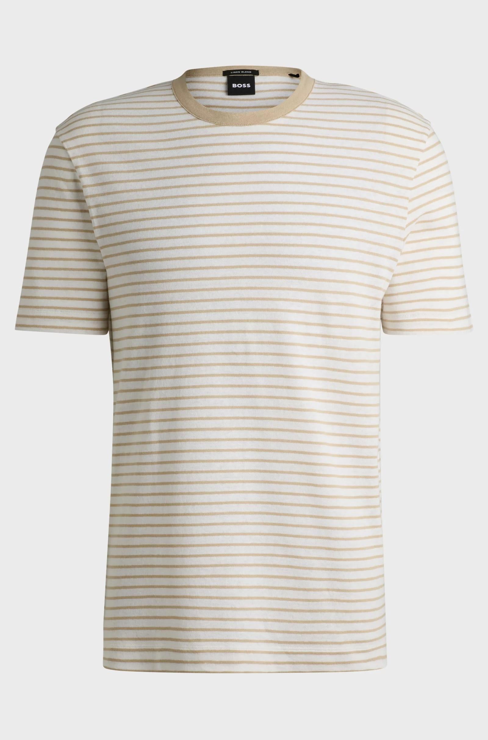 T-shirt regular fit in cotone e lino 50537498 275 BOSS 