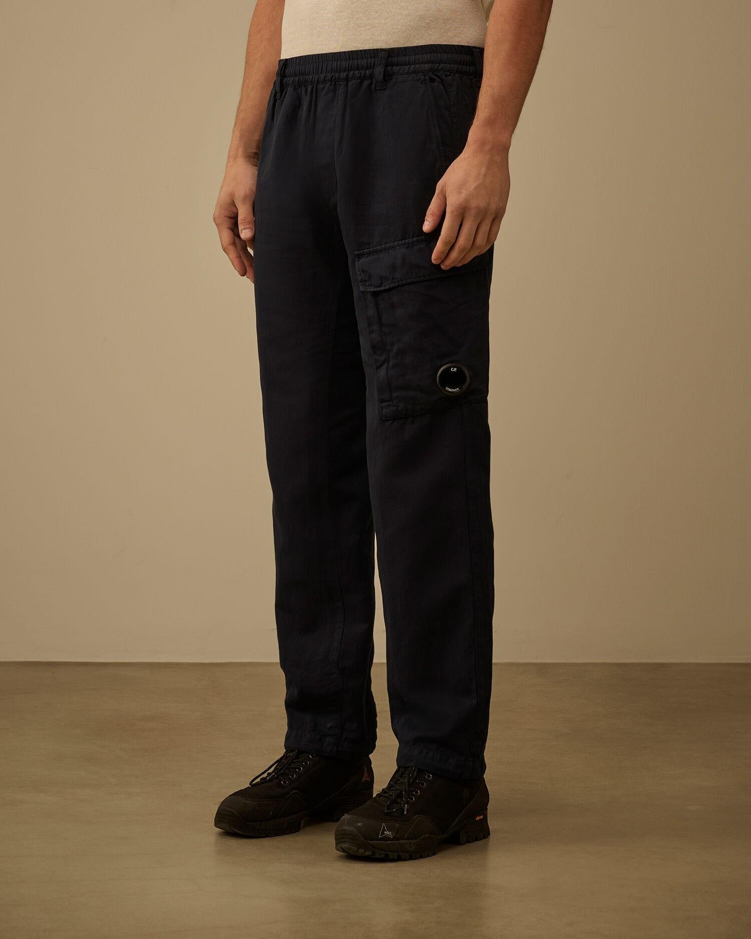 Cotton/Linen elasticated lens cargo pants 20CMPA249A 888 C.P. COMPANY 