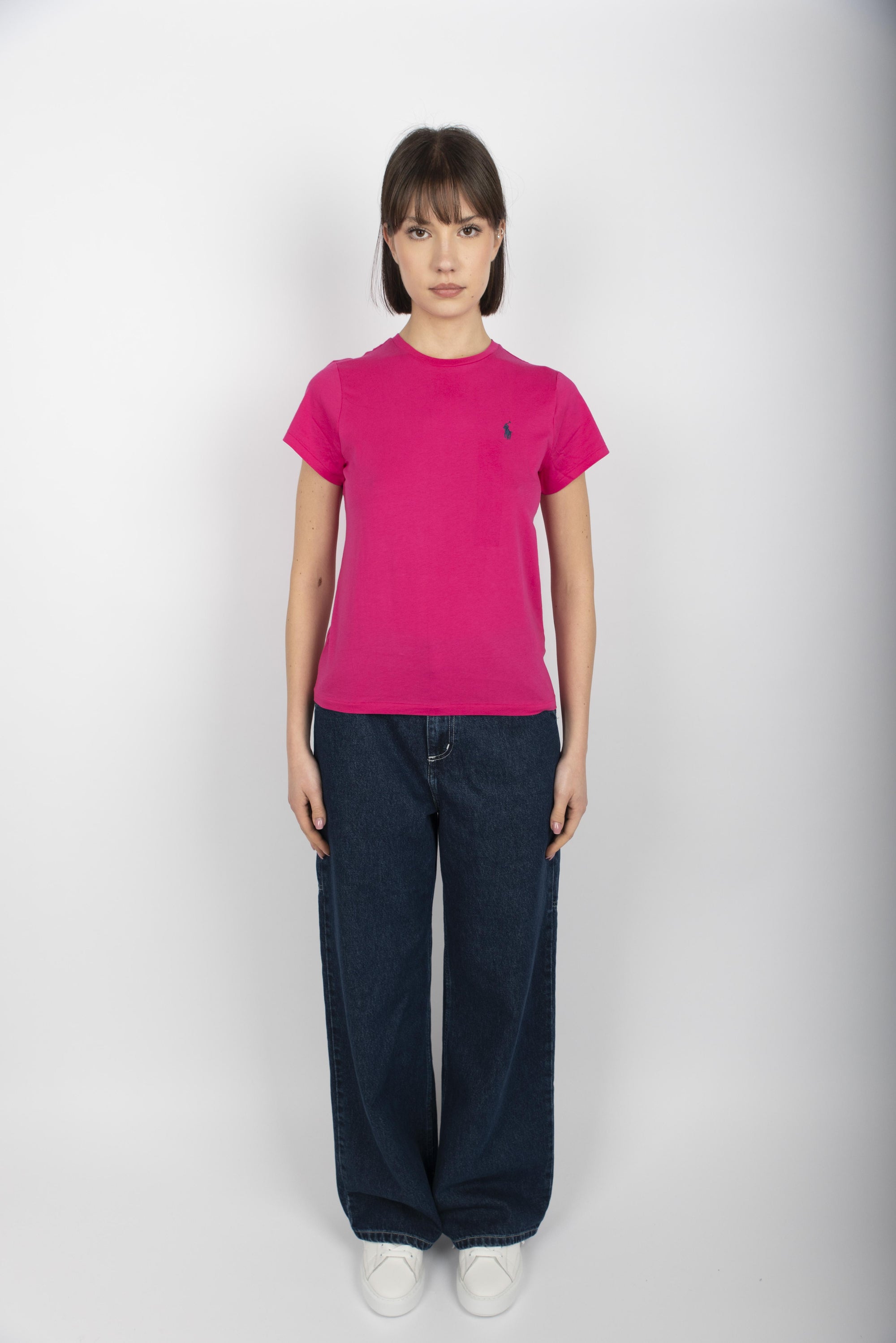 Maglia a girocollo in jersey di cotone bright pink  211898698 031 POLO RALPH LAUREN 