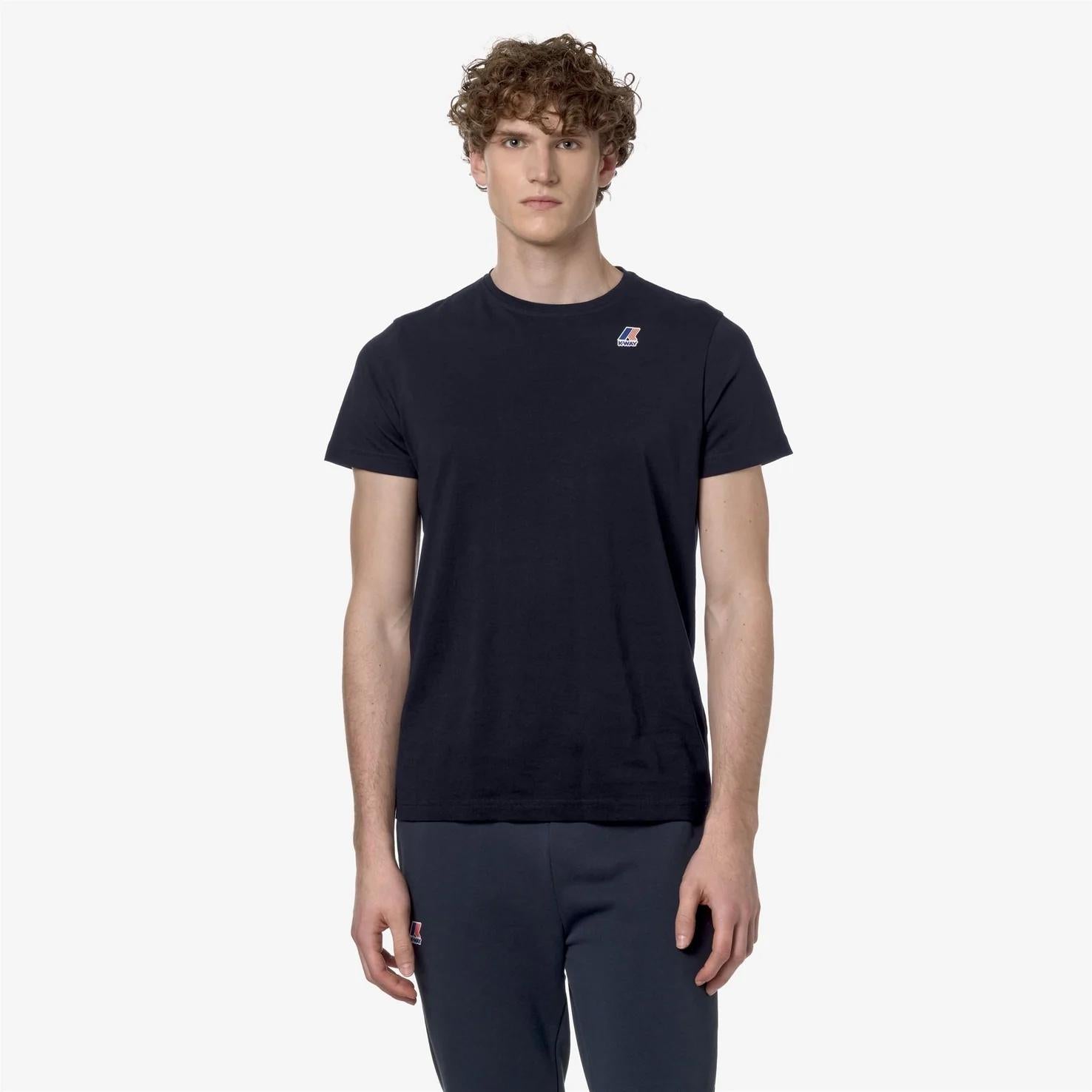 T-shirt unisex blu in cotone con logo K007JE0 K89 K-WAY 