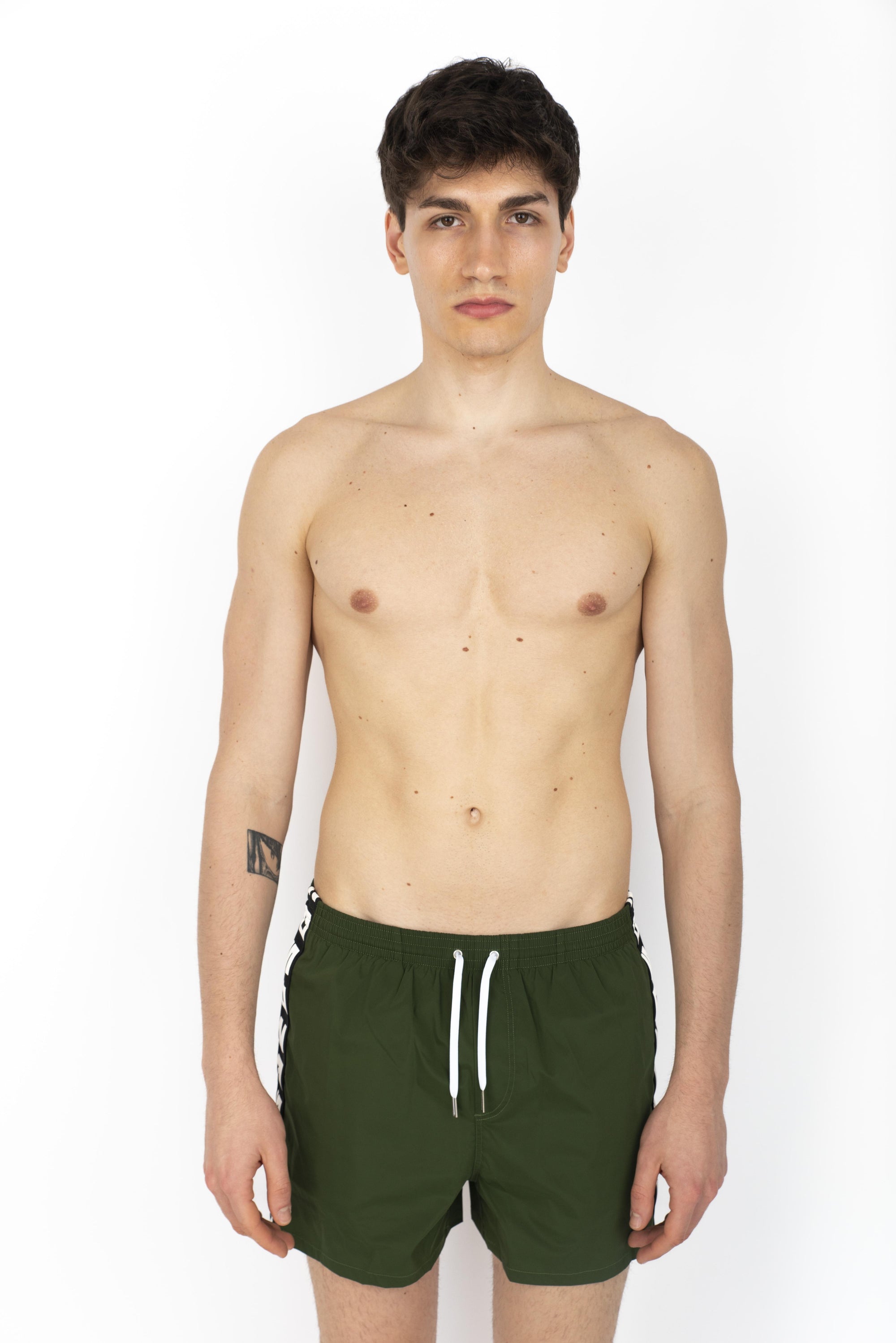 Swim boxer midi verde con bande laterali  D7B626060 302 DSQUARED BEACHWEAR 