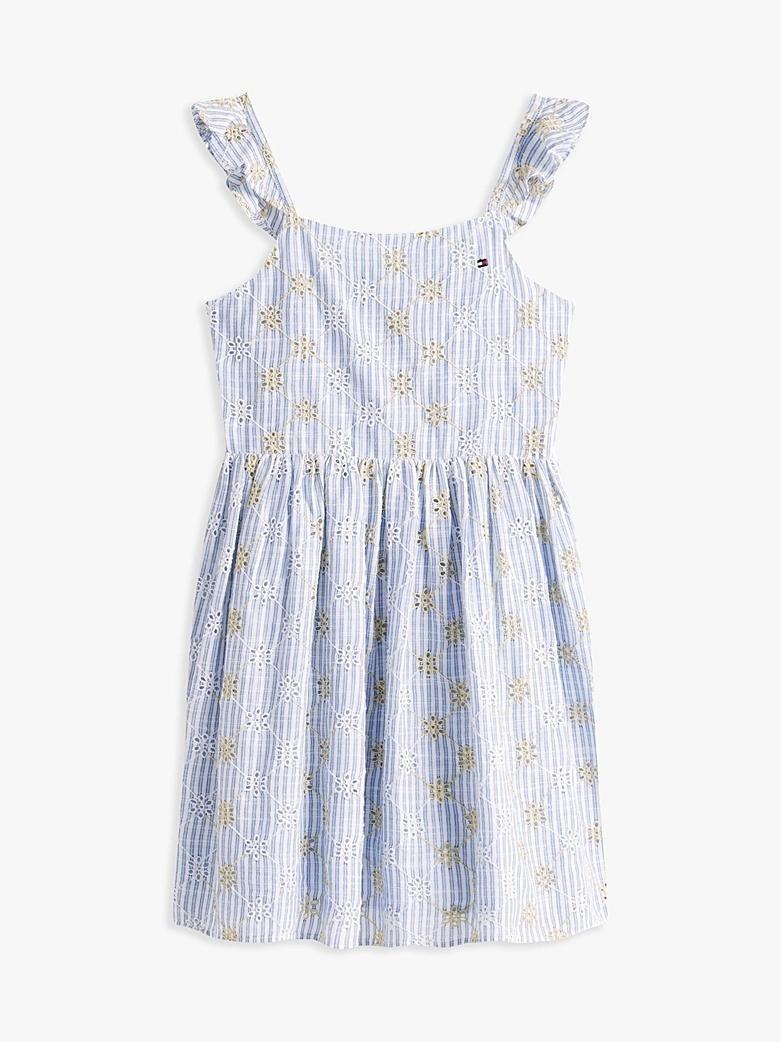 Vestito a righe con dettagli in Sangallo KG0KG08479J C10 TOMMY HILFIGER 