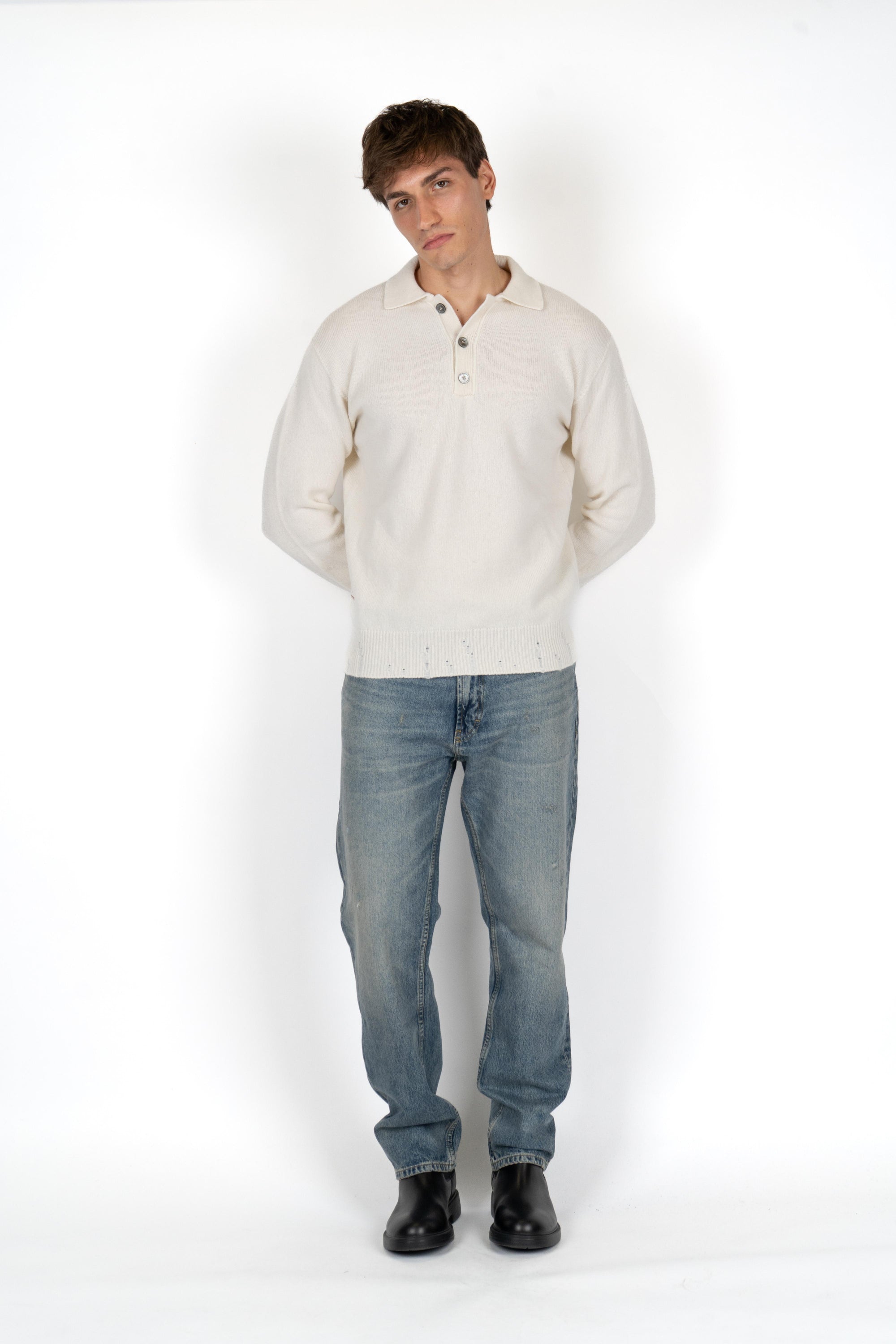 Maglione con colletto e bottoni B9F0032 FU03M AMARANTO 