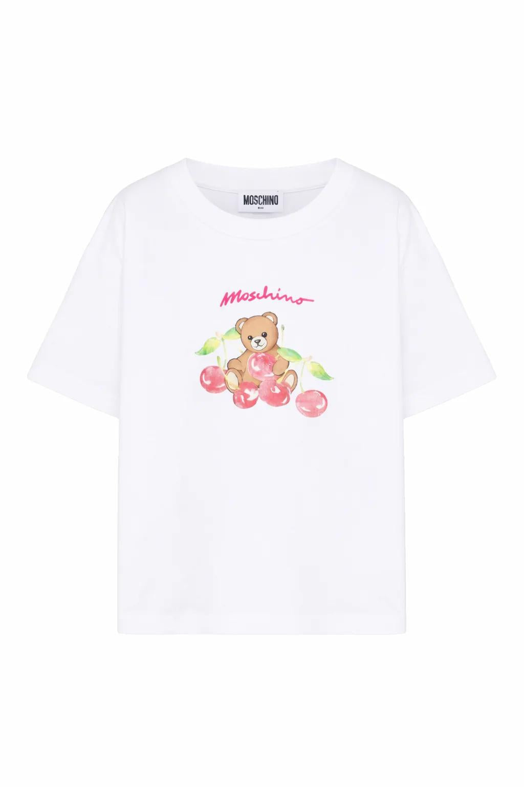 T-shirt con stampa Teddy Bear HDM075LAA02 10101 MOSCHINO KID 