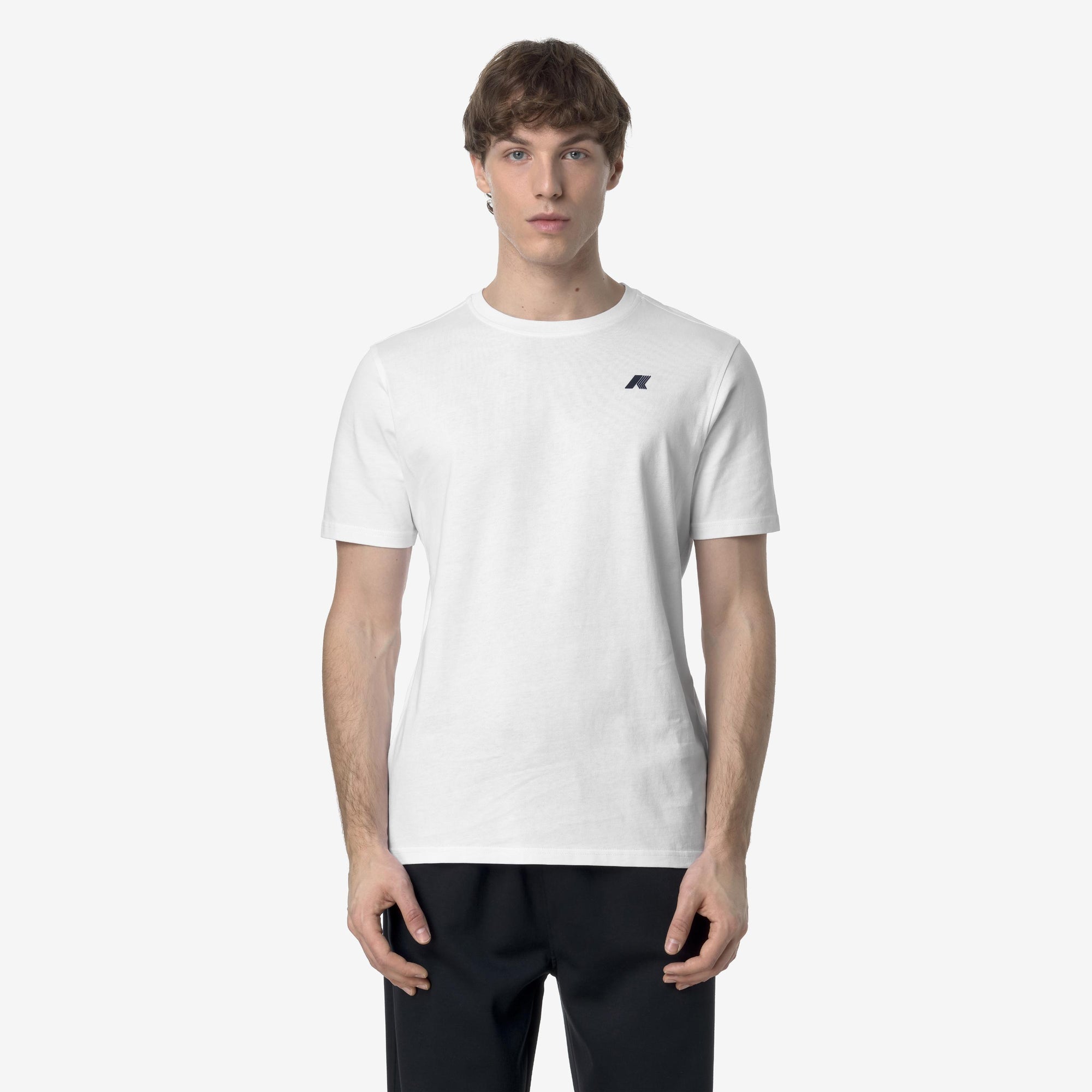 T-shirt casual da uomo in cotone bianco con stampa grafica K3138LW 001 K-WAY 