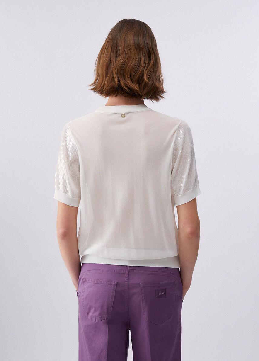 Top con paillettes WA6216MA68R P9691 LIU JO WHITE1 