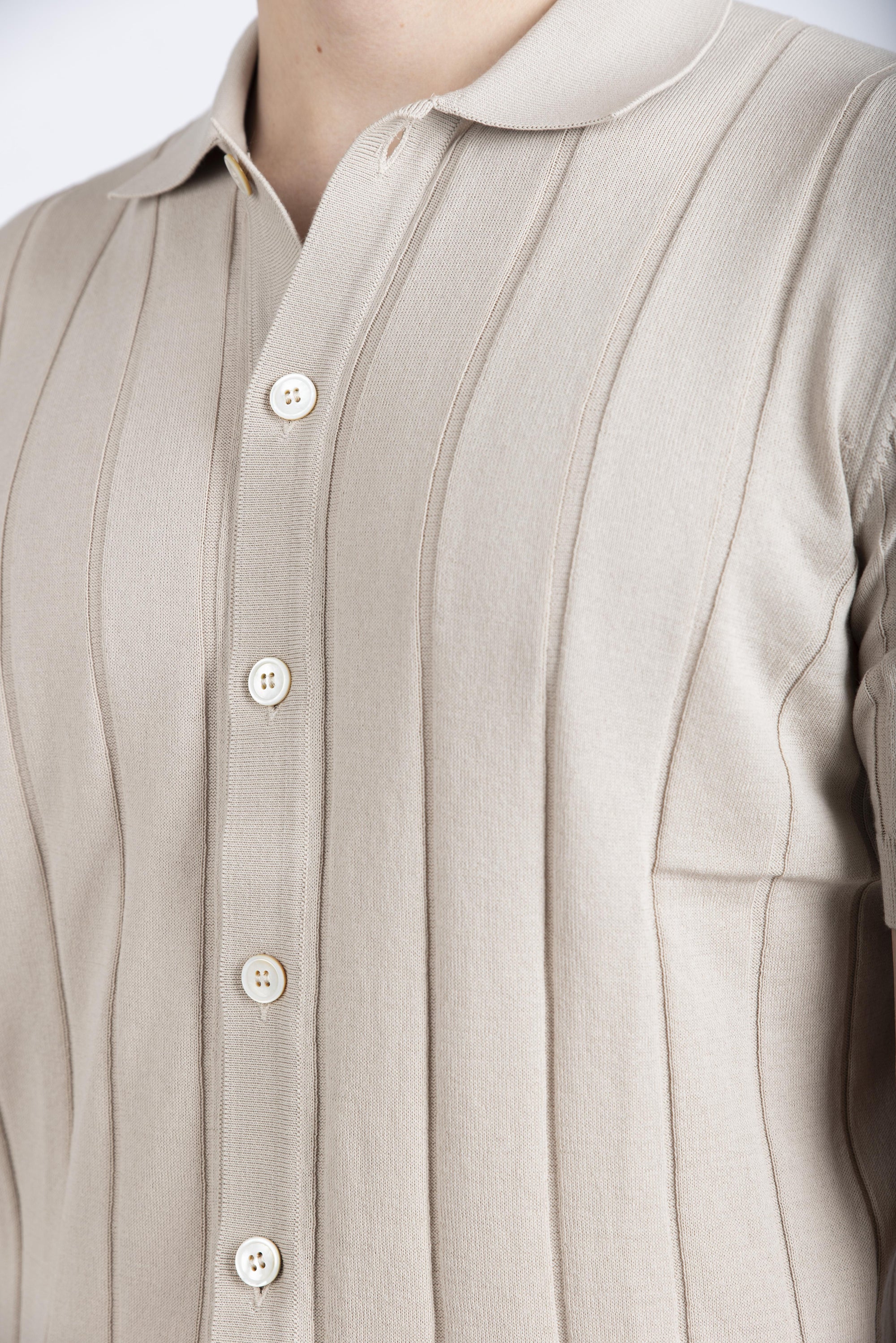 Camicia in maglia a coste beige 57143/20634 010 GRAN SASSO 