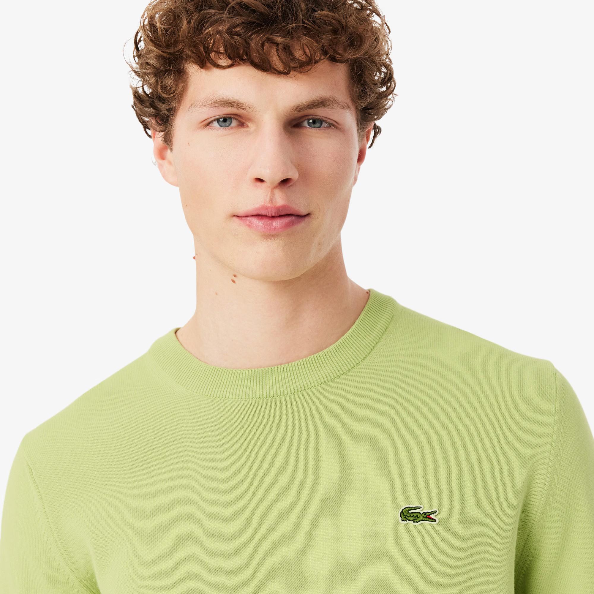 Pullover girocollo monocromatico in cotone AH1985 UYB LACOSTE 