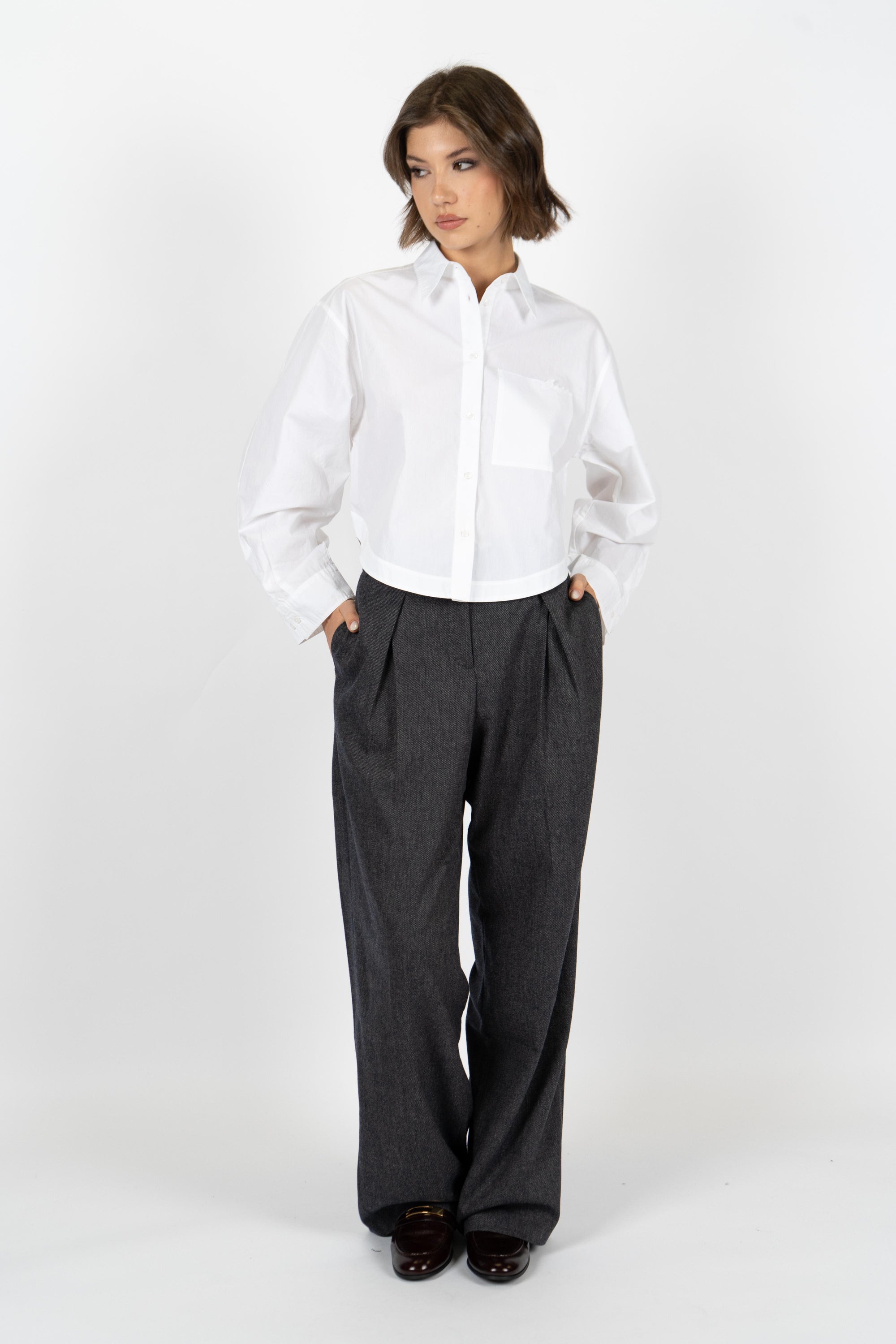 Pantaloni a gamba dritta Melange in flanella elasticizzata 50547679 408 BOSS 