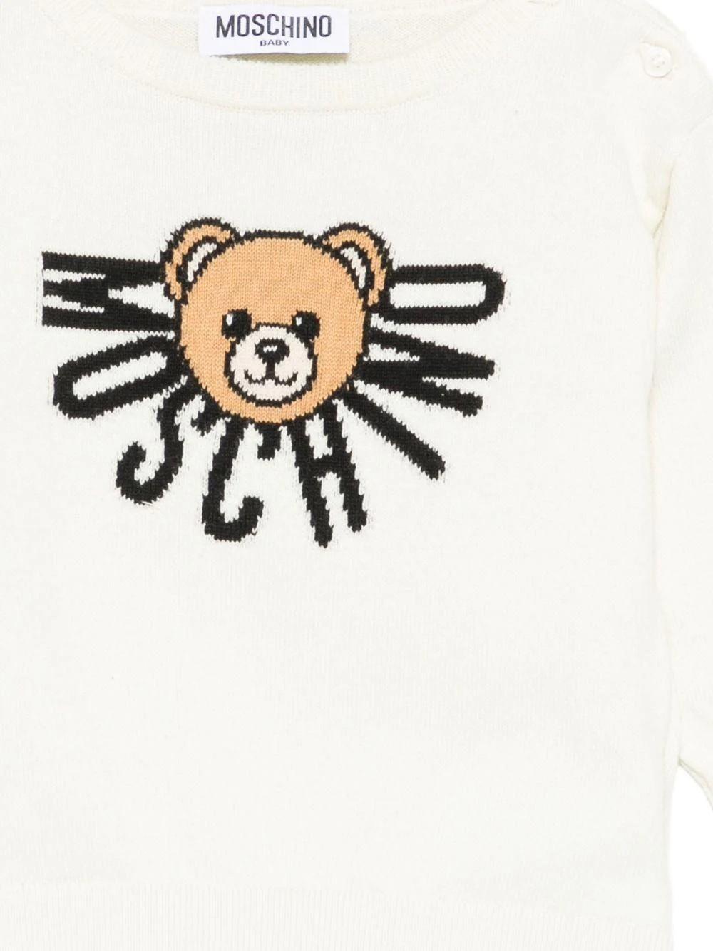 Maglione per neonato con stampa Teddy Bear e logo M7W00JLHE43 10063 MOSCHINO BABY 