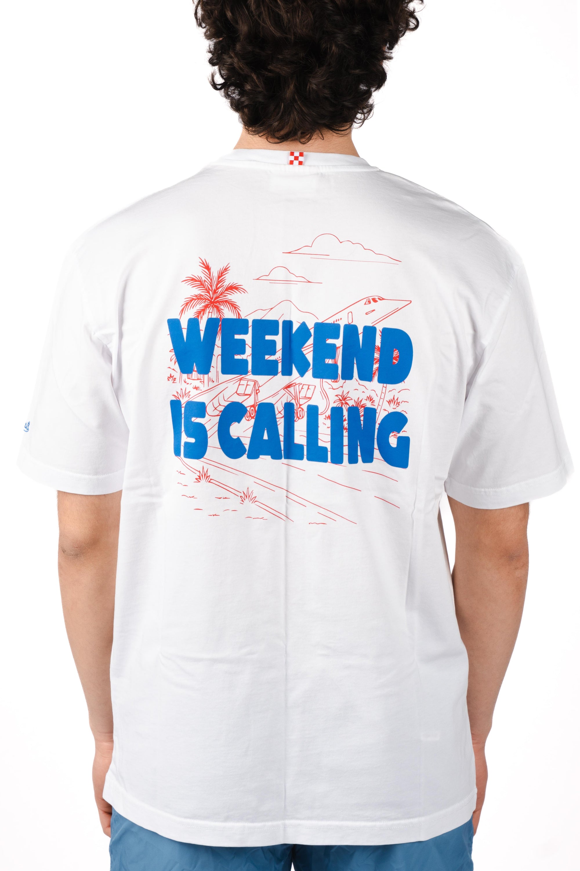 T-shirt Delmar con stampa Weekend Is Calling e maxi grafica sul retro DLR0001 08059L MC2 SAINT BARTH 