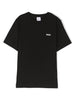 T-shirt per bambino BOSS Kidswear nero con logo goffrato bianco