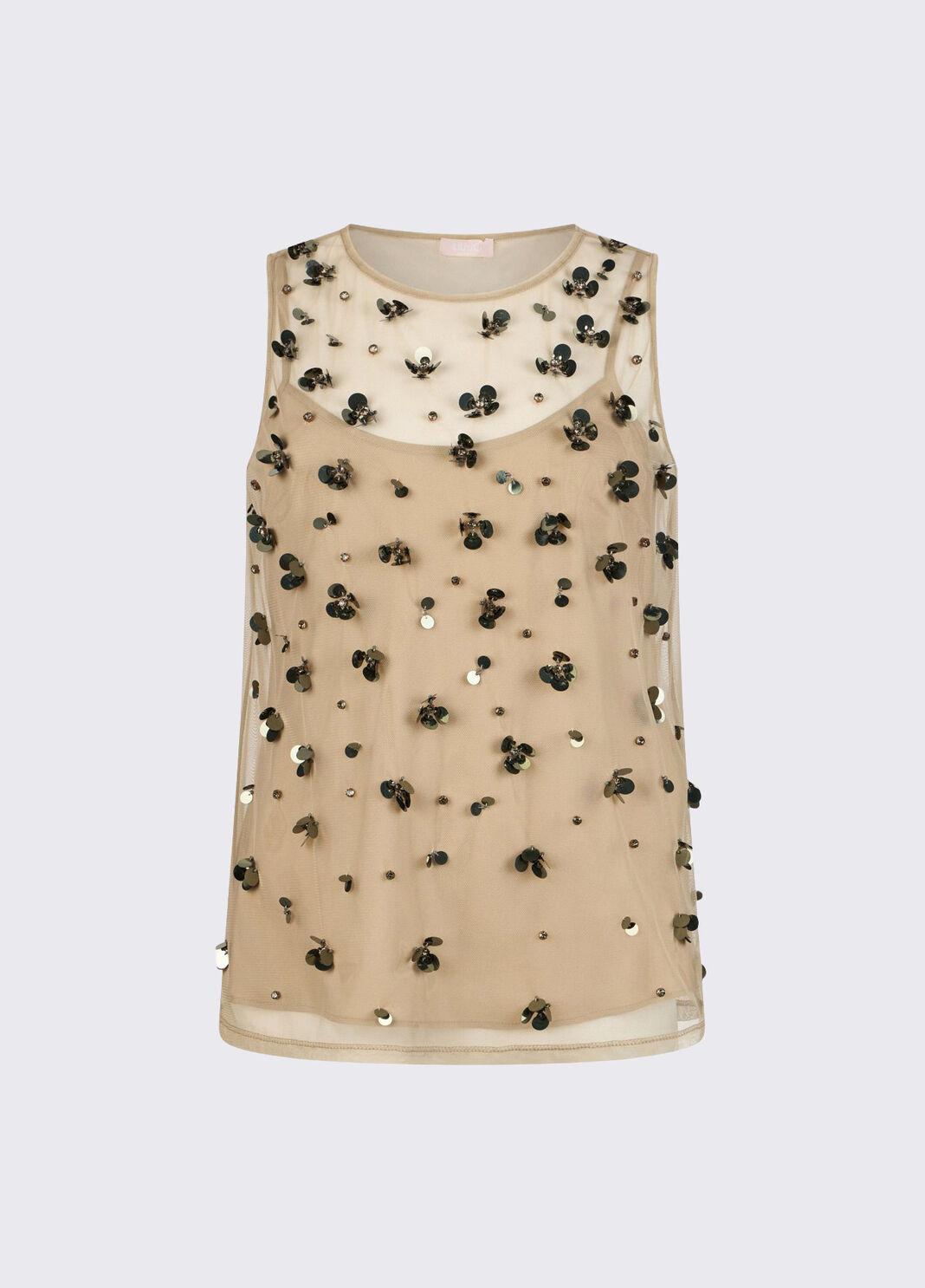 Top in tulle ricamato WA6310J3860 P9240 LIU JO WHITE1 
