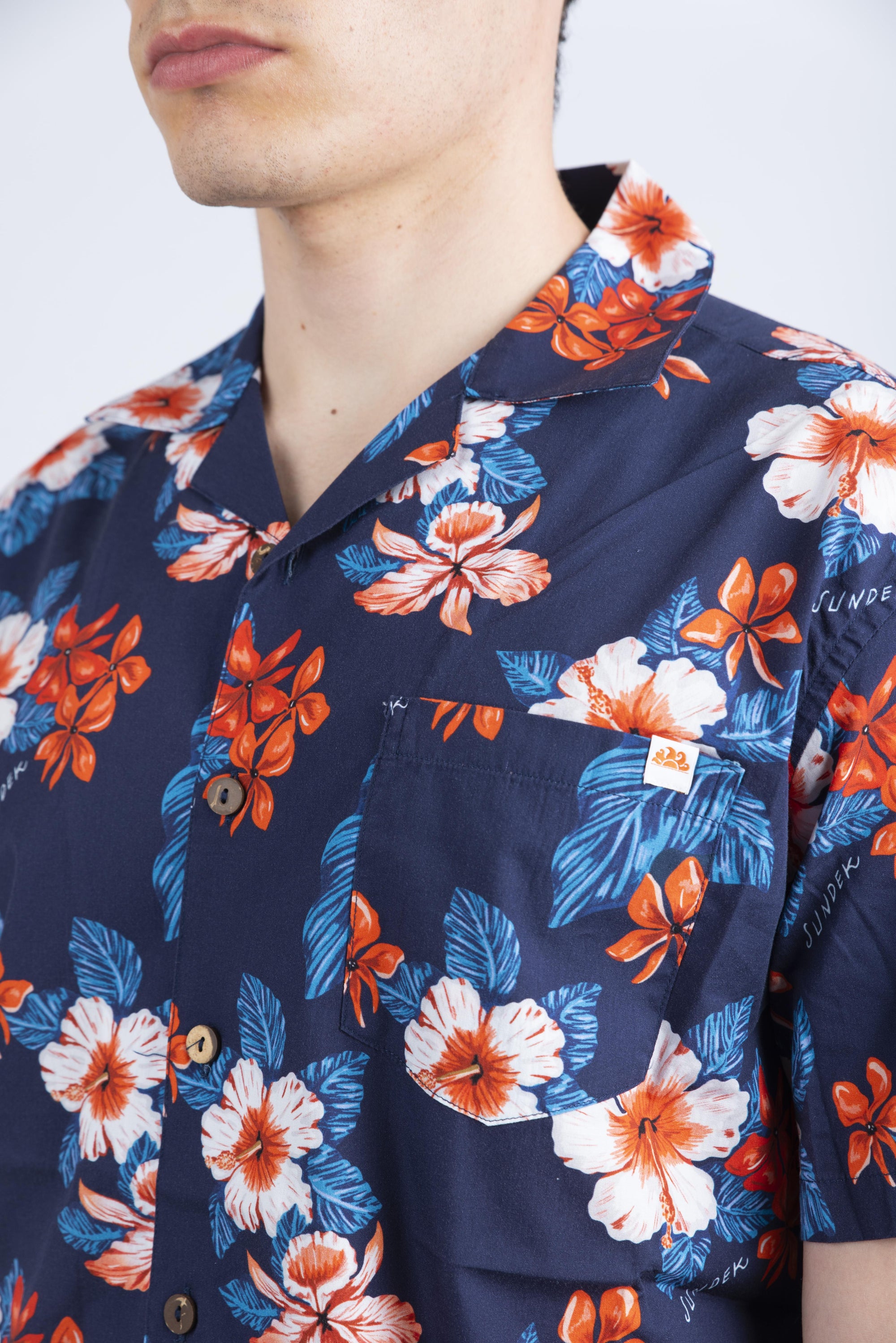 Camicia modello Bowling con stampa navy M817SHPI800 0078B SUNDEK 