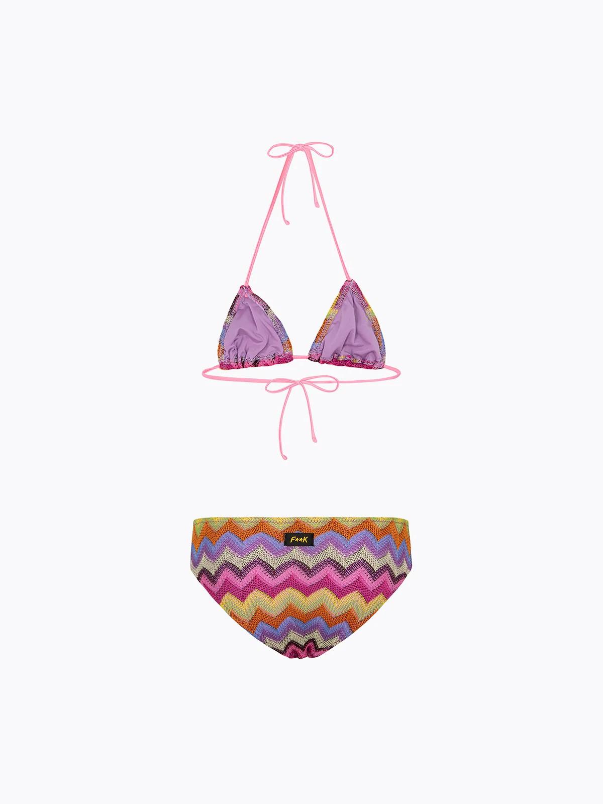 Bikini Bambina F**K Triangolo con Slip Fisso Multicolor FJ26SG0610 MC F**K 