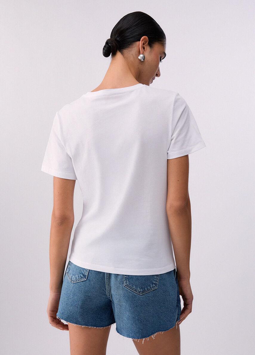 T-shirt con stampa e applicazioni WA6237JS923 P9778 LIU JO WHITE1 