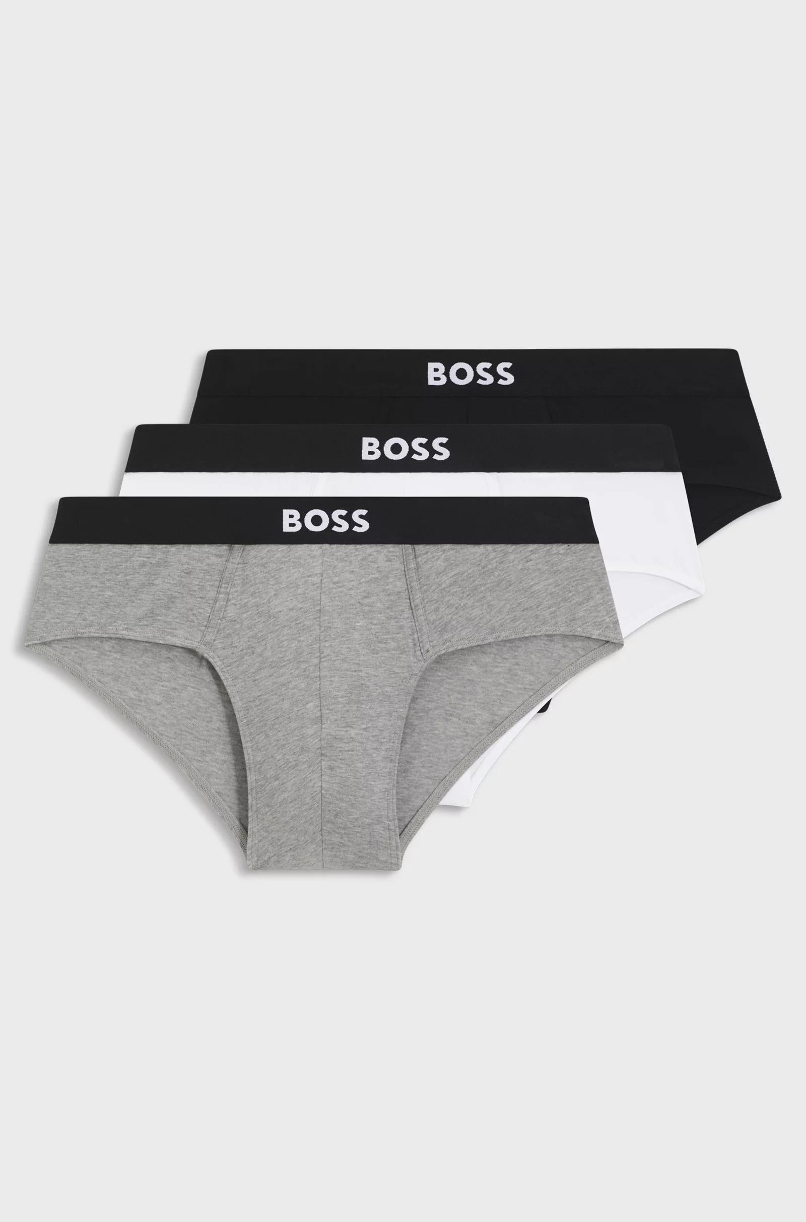 Slip in cotone elasticizzato con elastico in vita con logo in confezione da tre 50546561 999 BOSS 