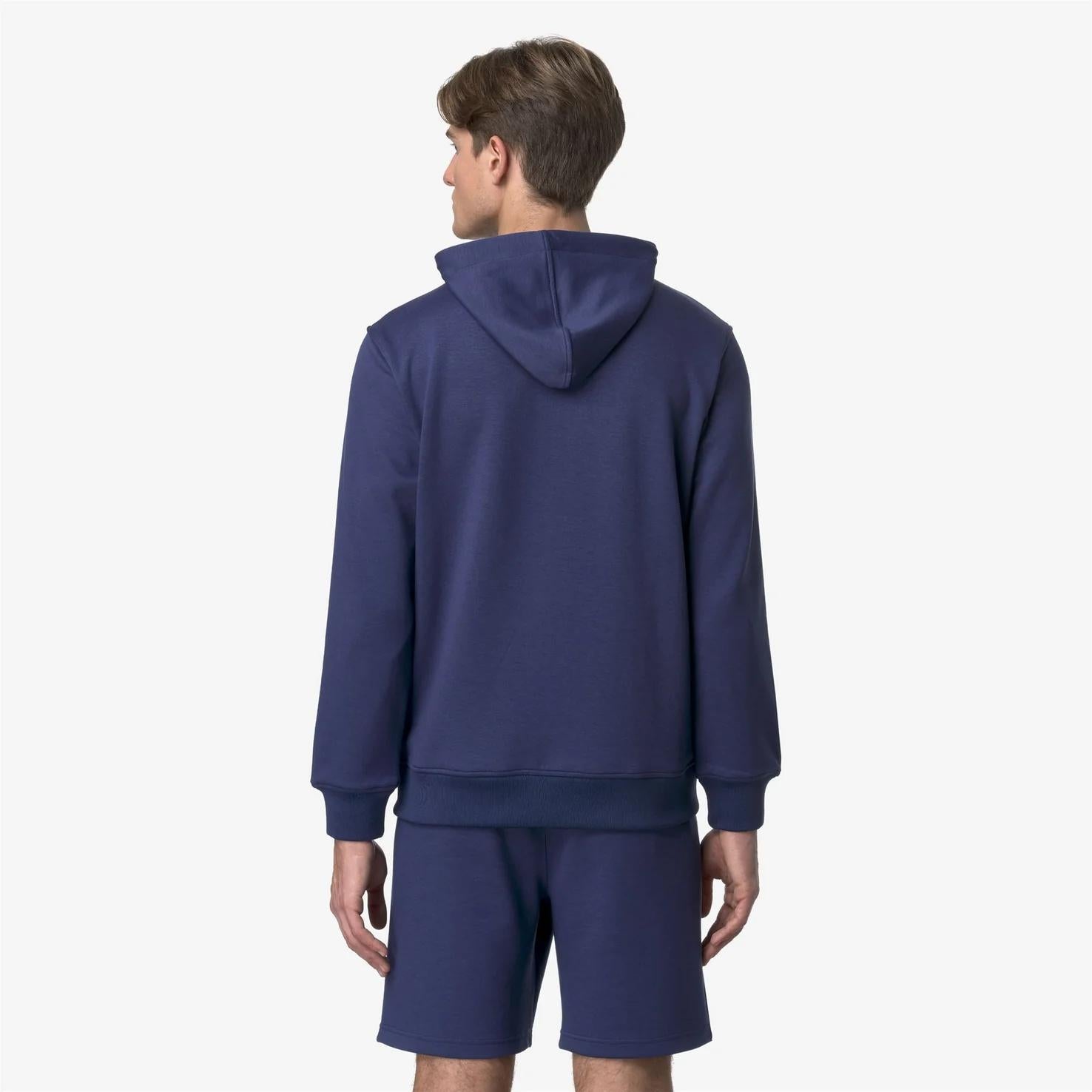 Giacca in caldo pile da uomo blu con cappuccio regolabile K1151UW 867 K-WAY 