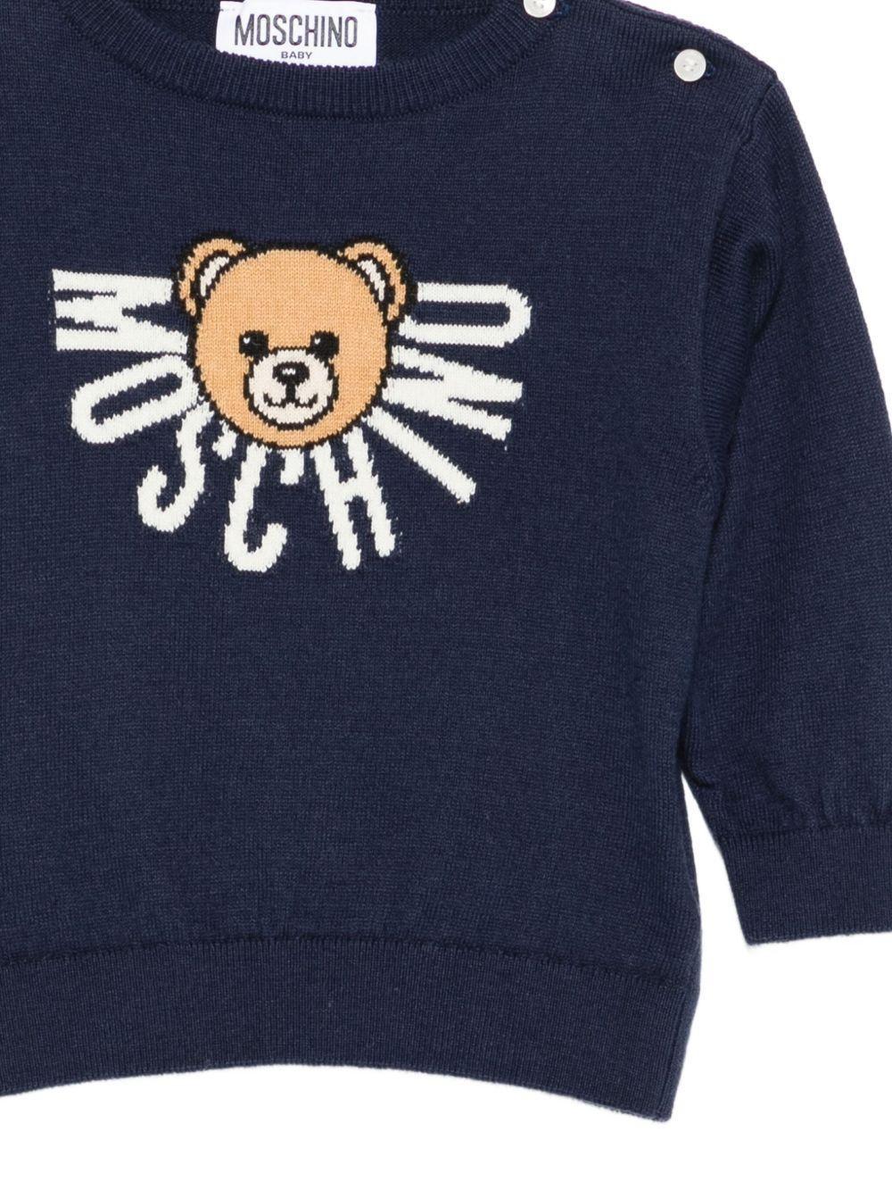 Maglione per neonato con stampa Teddy Bear e logo M7W00JLHE43 40016 MOSCHINO BABY 