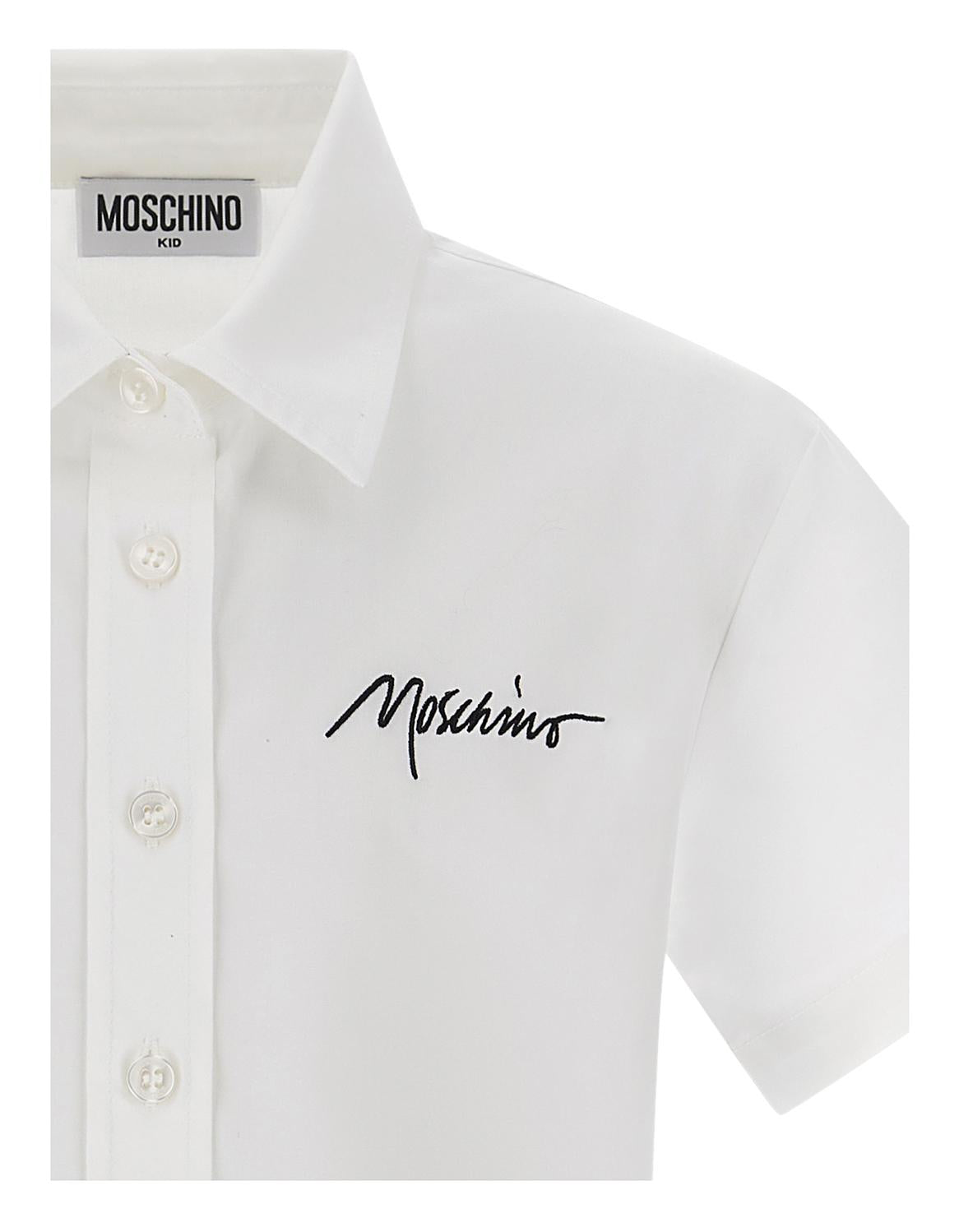 Camicia crop logo lettering HDC024LMA01 10101A MOSCHINO KID 