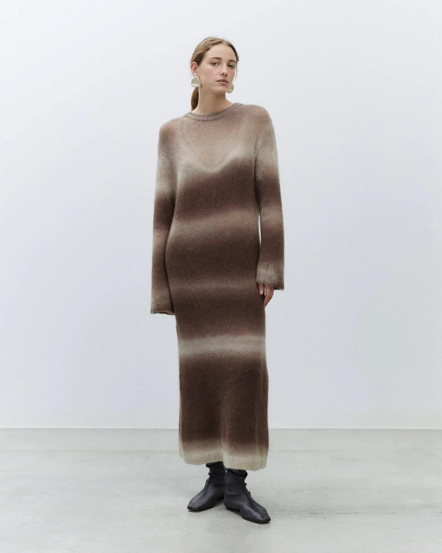 Abito lungo soft alpaca 265313 SFM ALYSI CHOCOLAT 