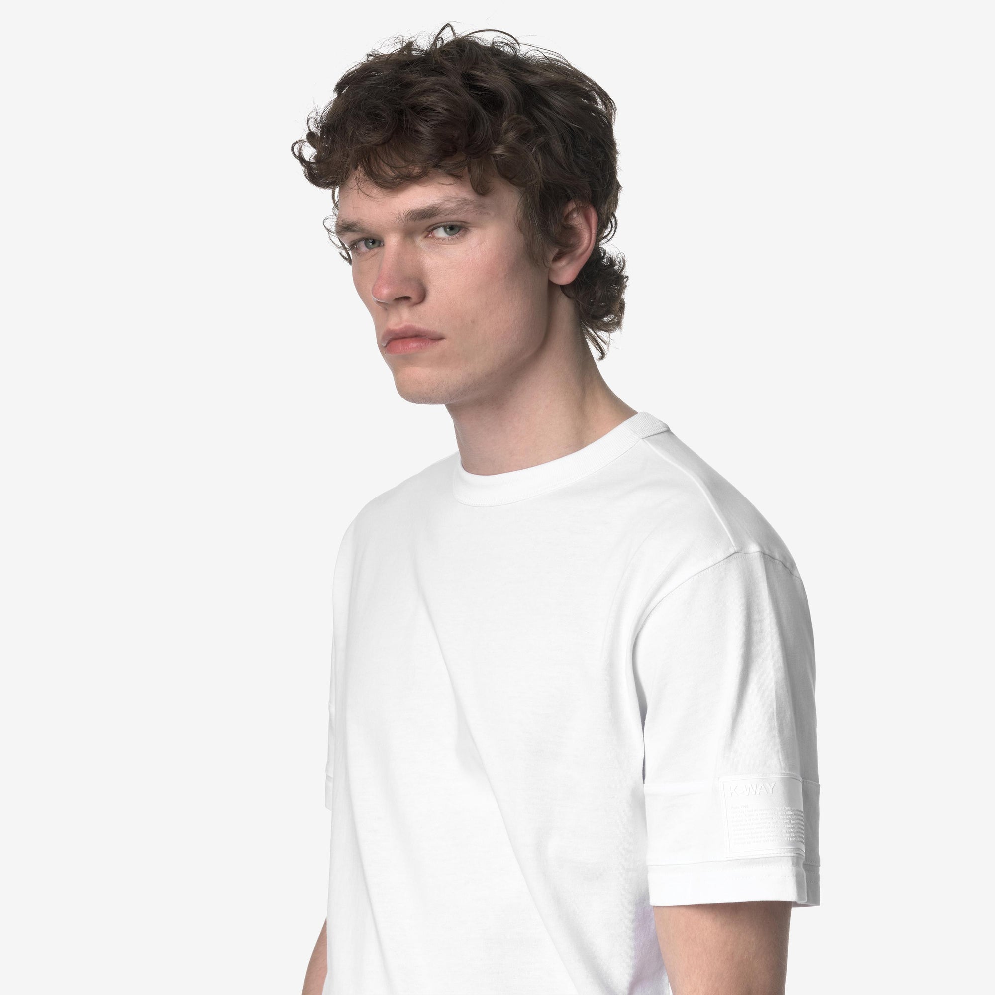 T-shirt casual da uomo in cotone bianco K2135KW 001 K-WAY 
