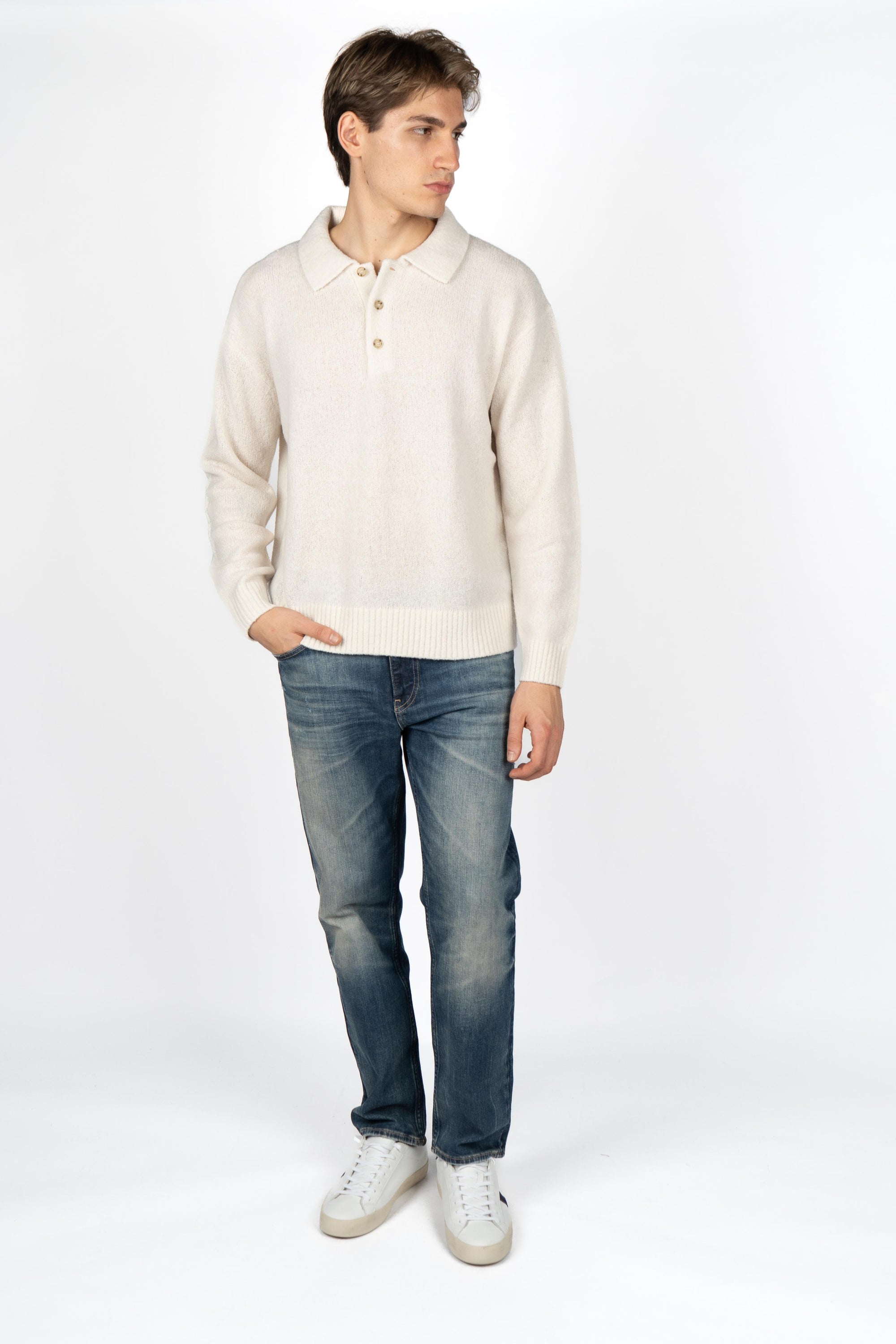 Maglione in lana vergine con colletto polo 50549990 131 BOSS 