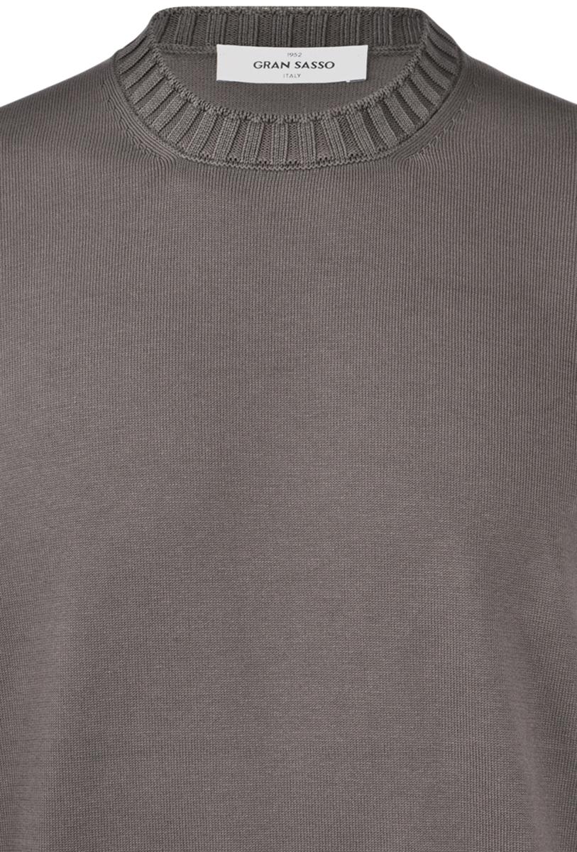 T-shirt in maglia con collo a coste grigio 57188/18163 095 GRAN SASSO 