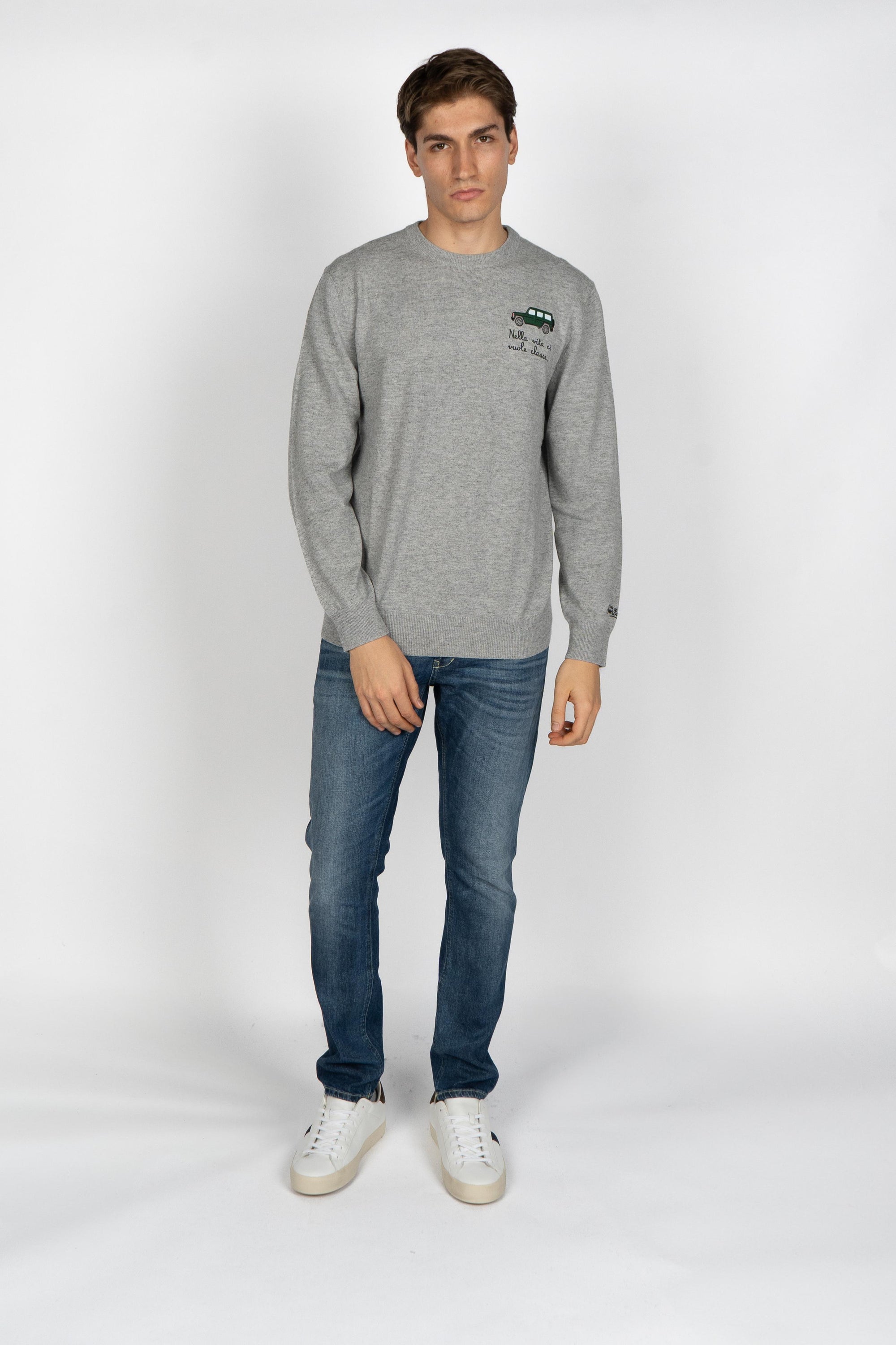 Maglione a girocollo Heron Light con ricamo Macchina HER0024 03042I MC2 SAINT BARTH 