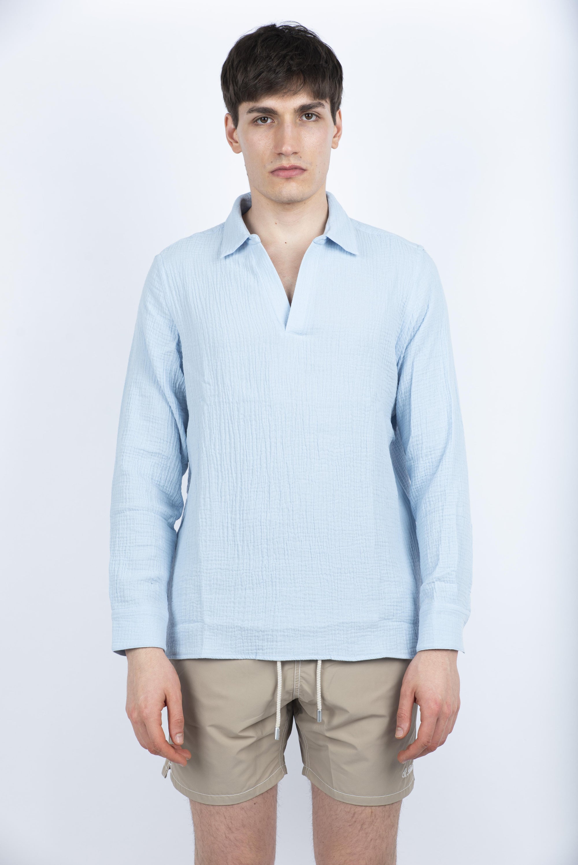 Polo Ventotene in garza di cotone blu VNT0001 01071H MC2 SAINT BARTH 