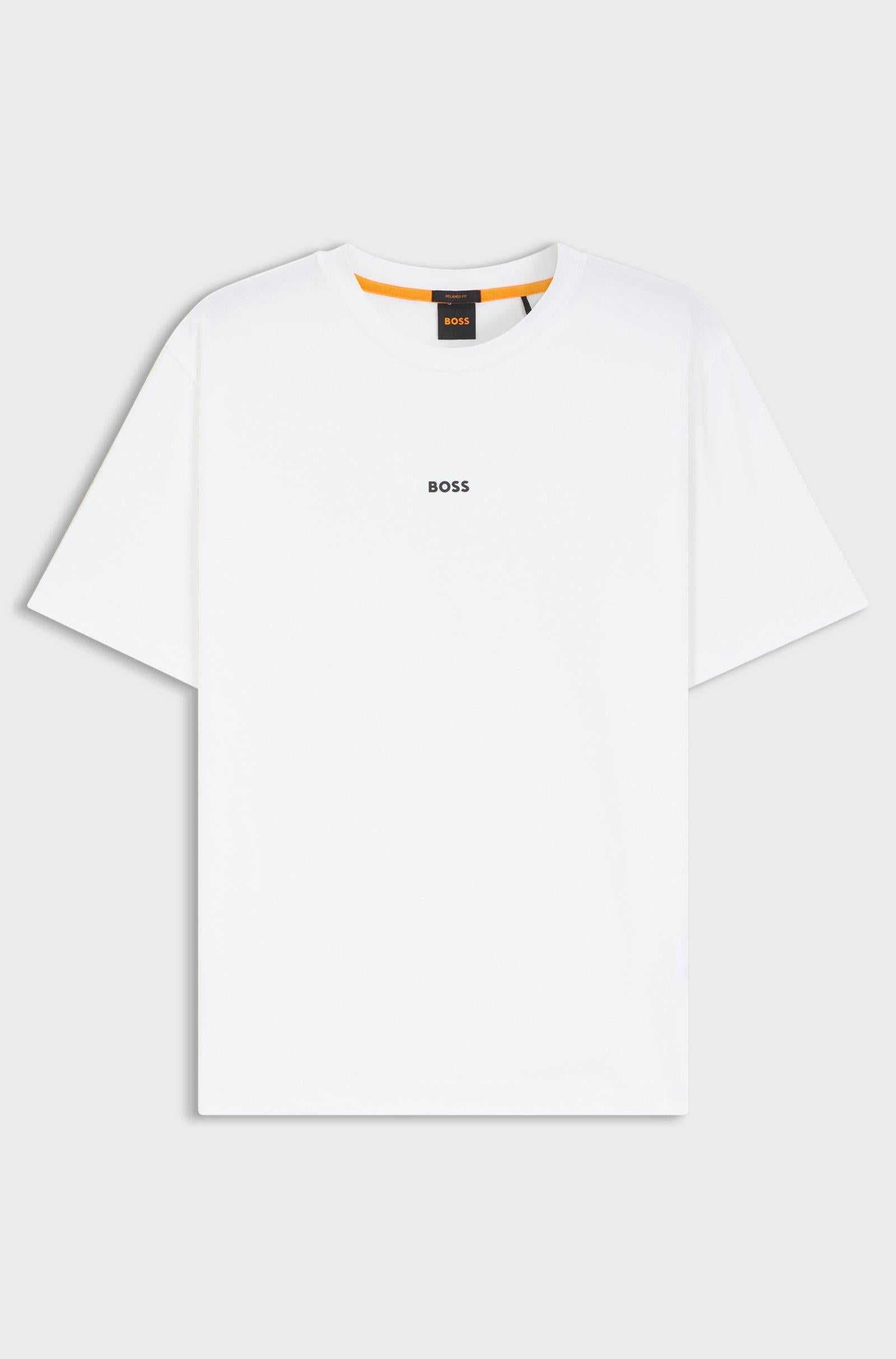 T-shirt in cotone elasticizzato con logo a contrasto 50473278 100 BOSS 