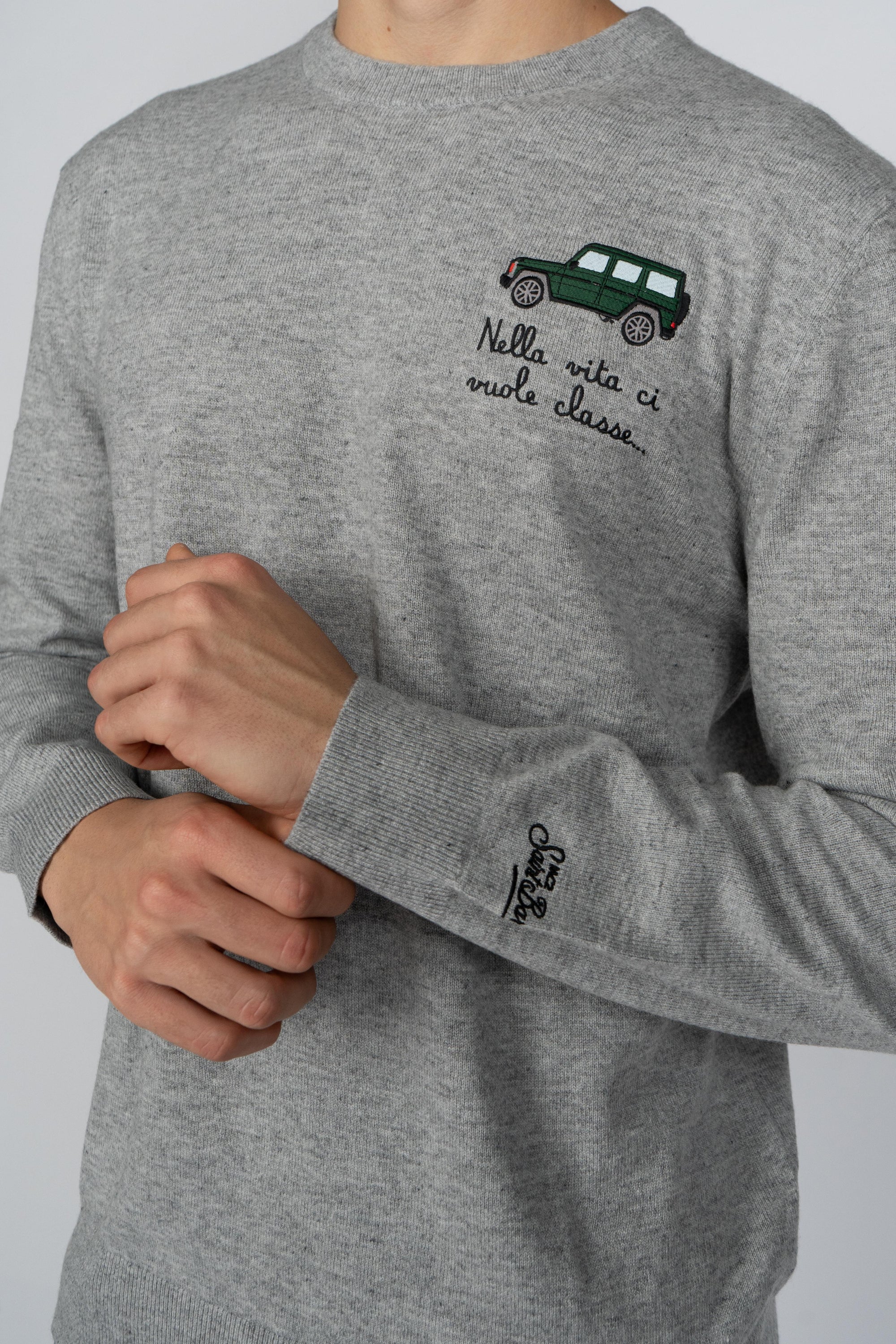 Maglione a girocollo Heron Light con ricamo Macchina HER0024 03042I MC2 SAINT BARTH 