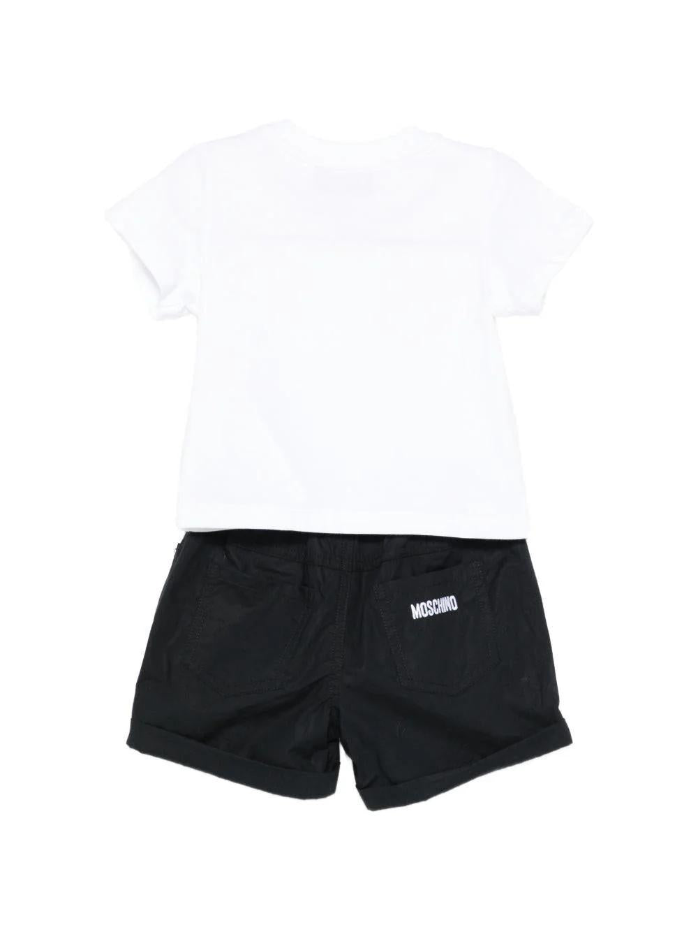 Set t-shirt e shorts per neonato con stampa grafica MOG00ALLA10 80359 MOSCHINO BABY 