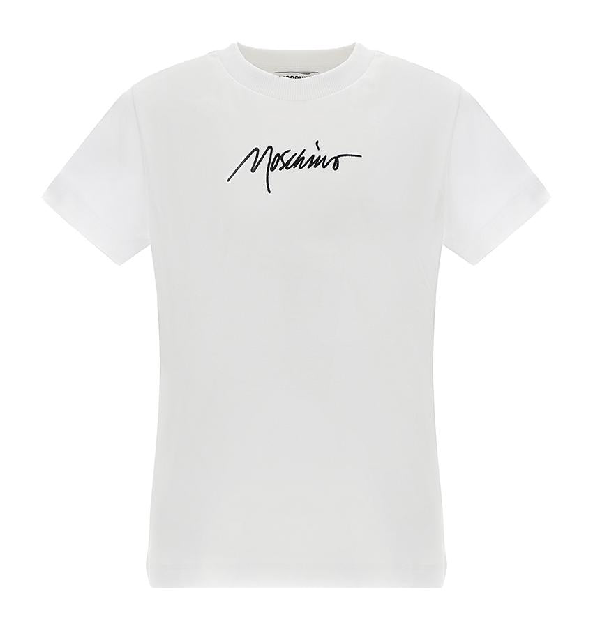 T-shirt con logo lettering HUM058LAA01 10101 MOSCHINO KID 