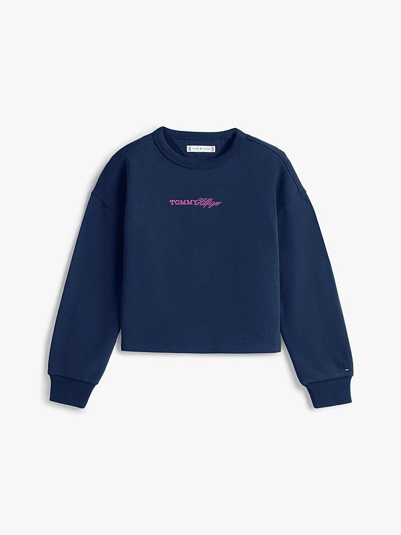 Felpa relaxed fit in spugna con logo glitter KG0KG09128J C1G TOMMY HILFIGER 