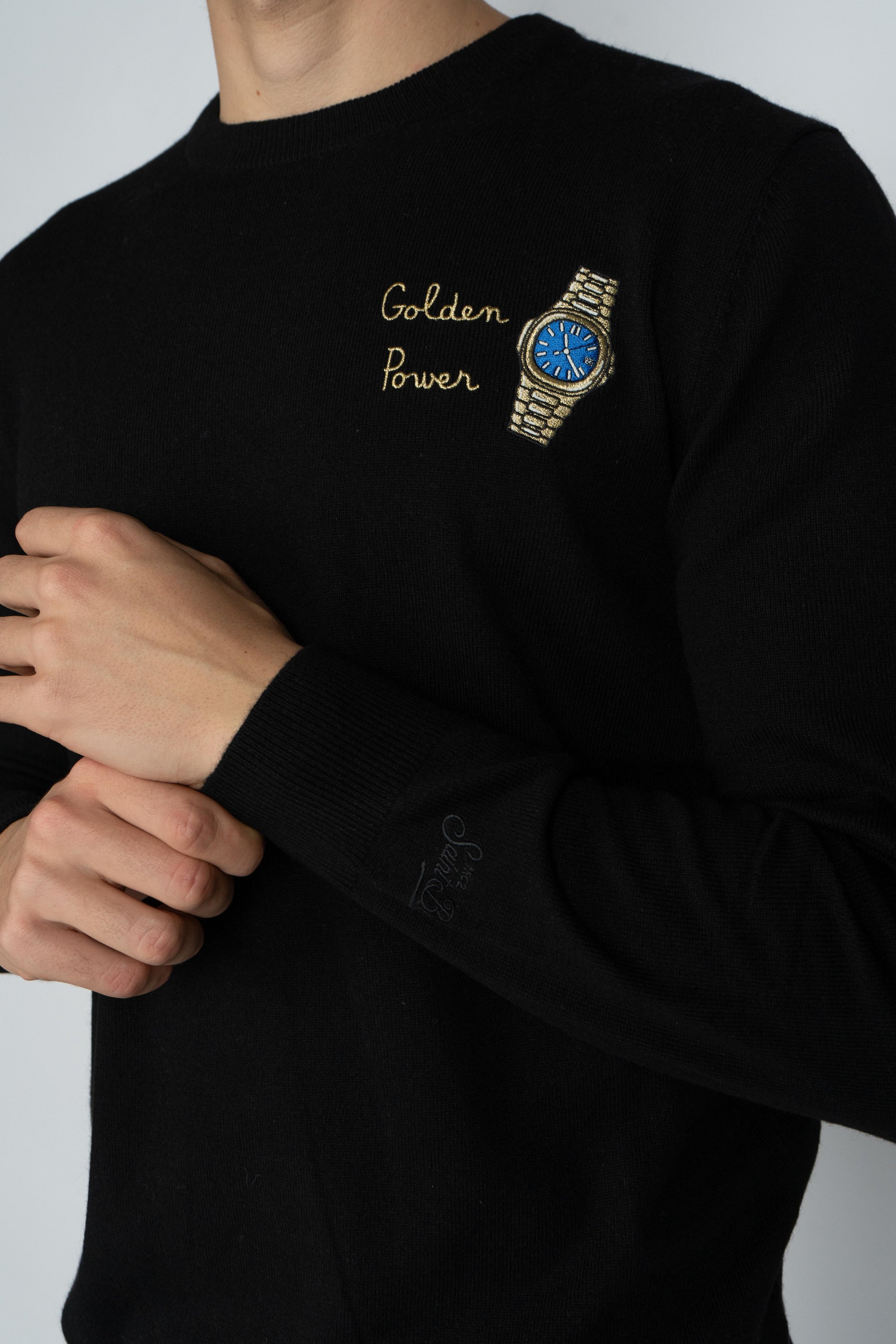 Maglione a girocollo Heron Light con ricamo Golden Power HER0024 03119I MC2 SAINT BARTH 