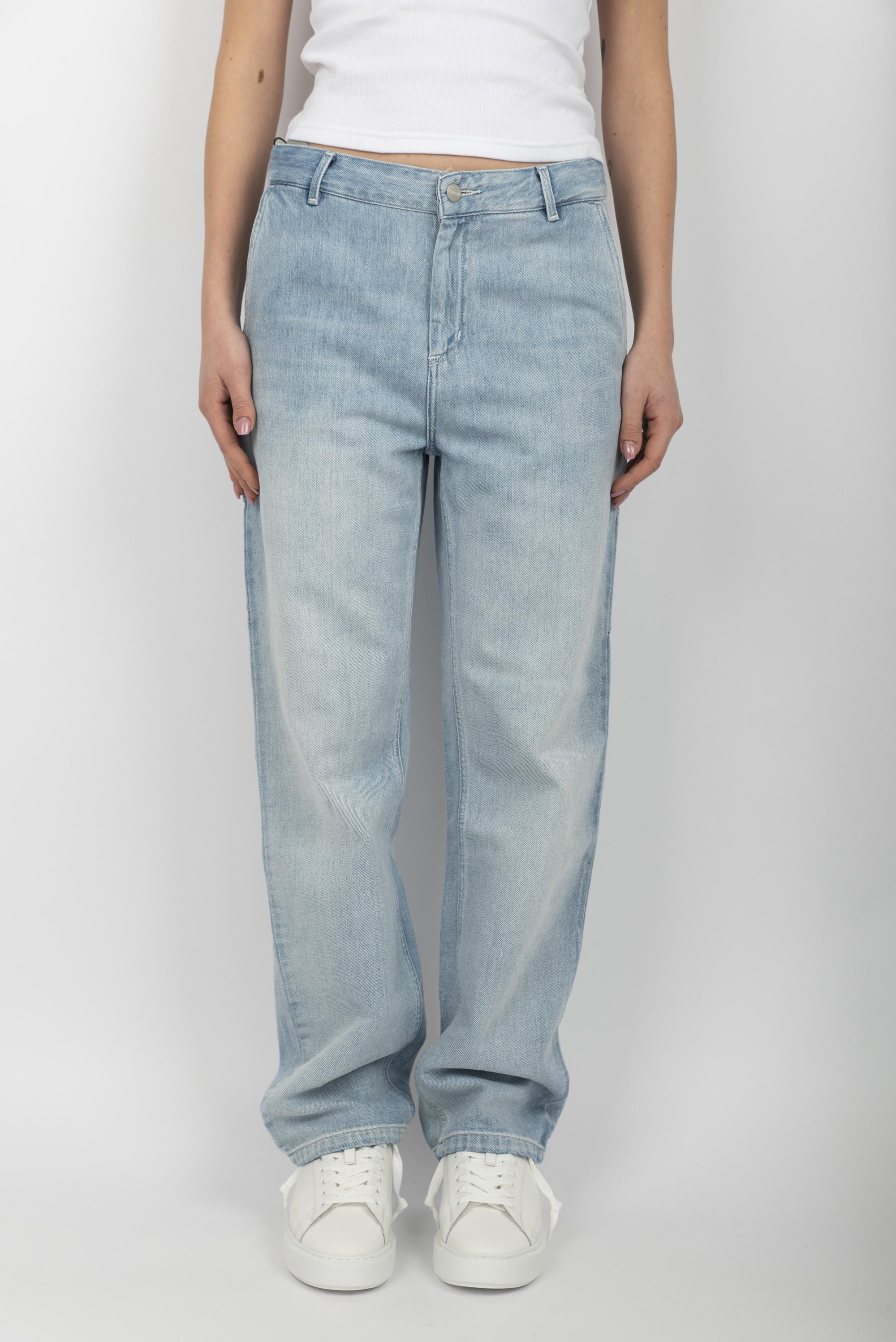 Pantaloni jeans Women's Pierce Pant Straight blue light stone washed  I031251 0147 CARHARTT WIP 