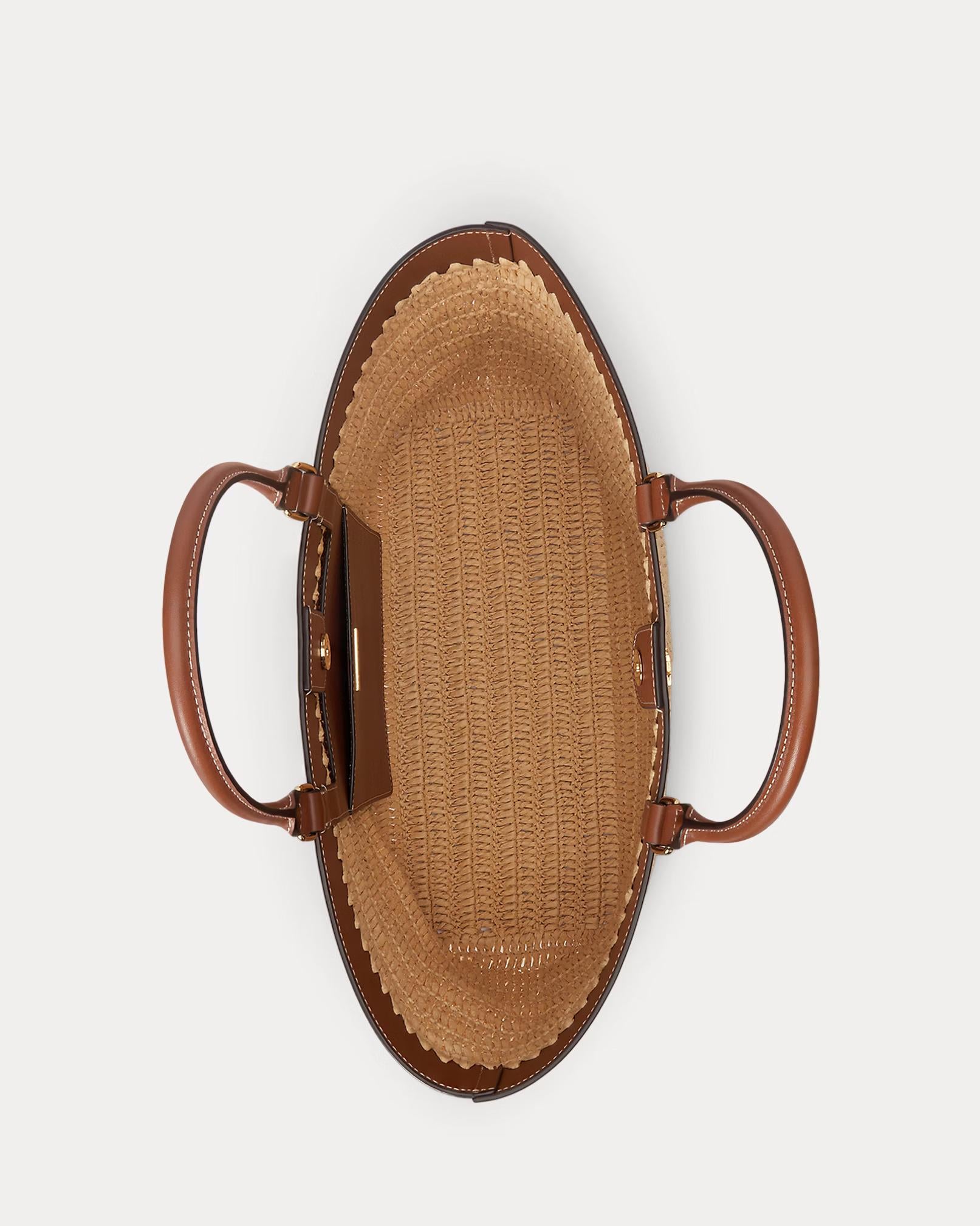 Tote Kyla grande in paglia e pelle 431982183 001 LAUREN ACCESSORIES 