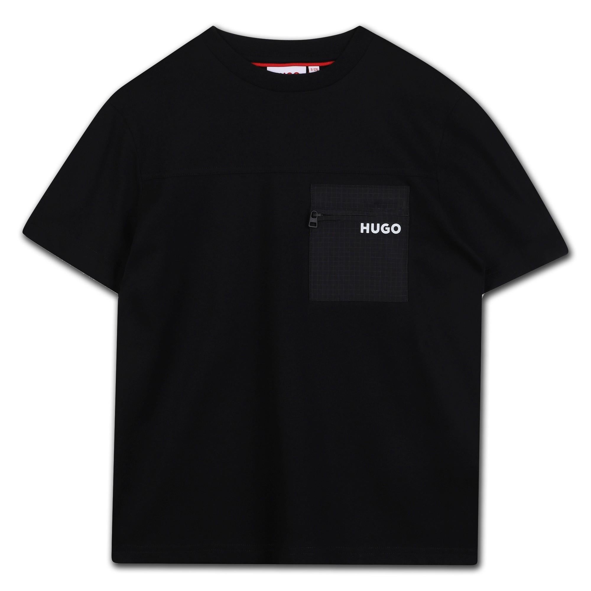 Maglia a maniche corte in cotone con taschino G00441 09BA HUGO 