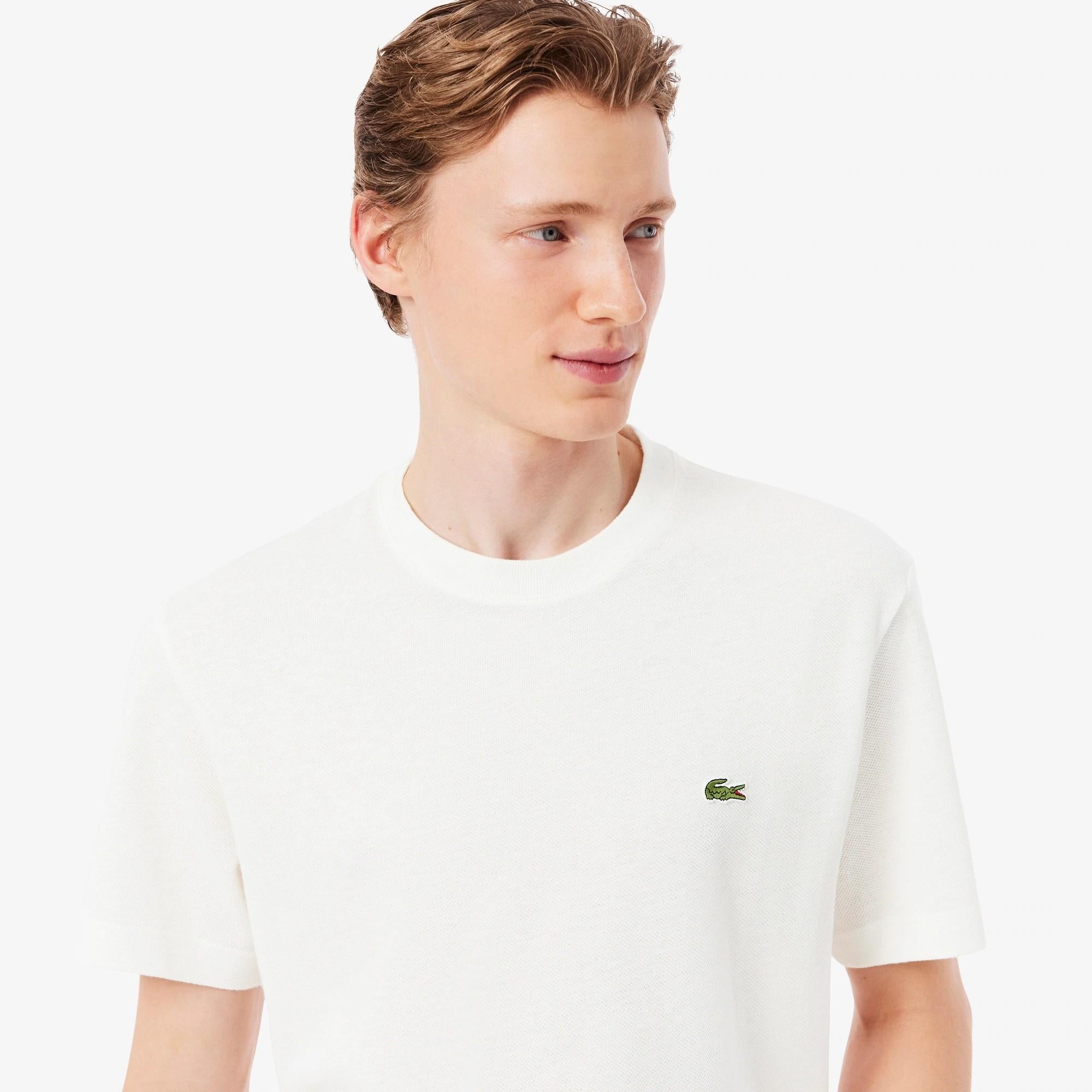 T-shirt in piqué pesante di cotone e lino TH0629 70V LACOSTE 
