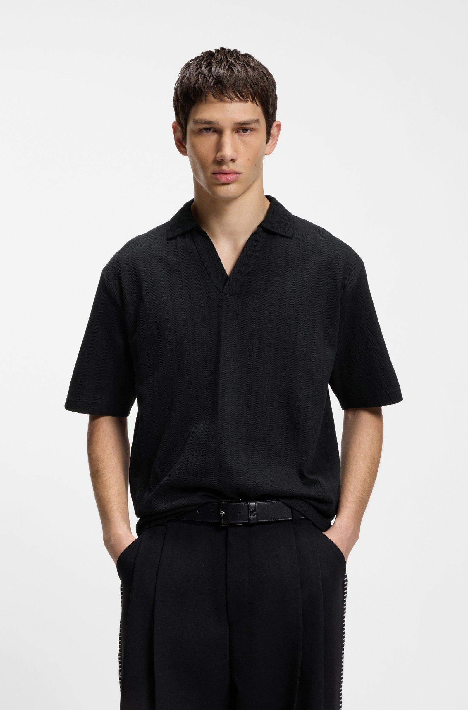 Polo con colletto Johnny e striscia jacquard 50556724 001 HUGO 