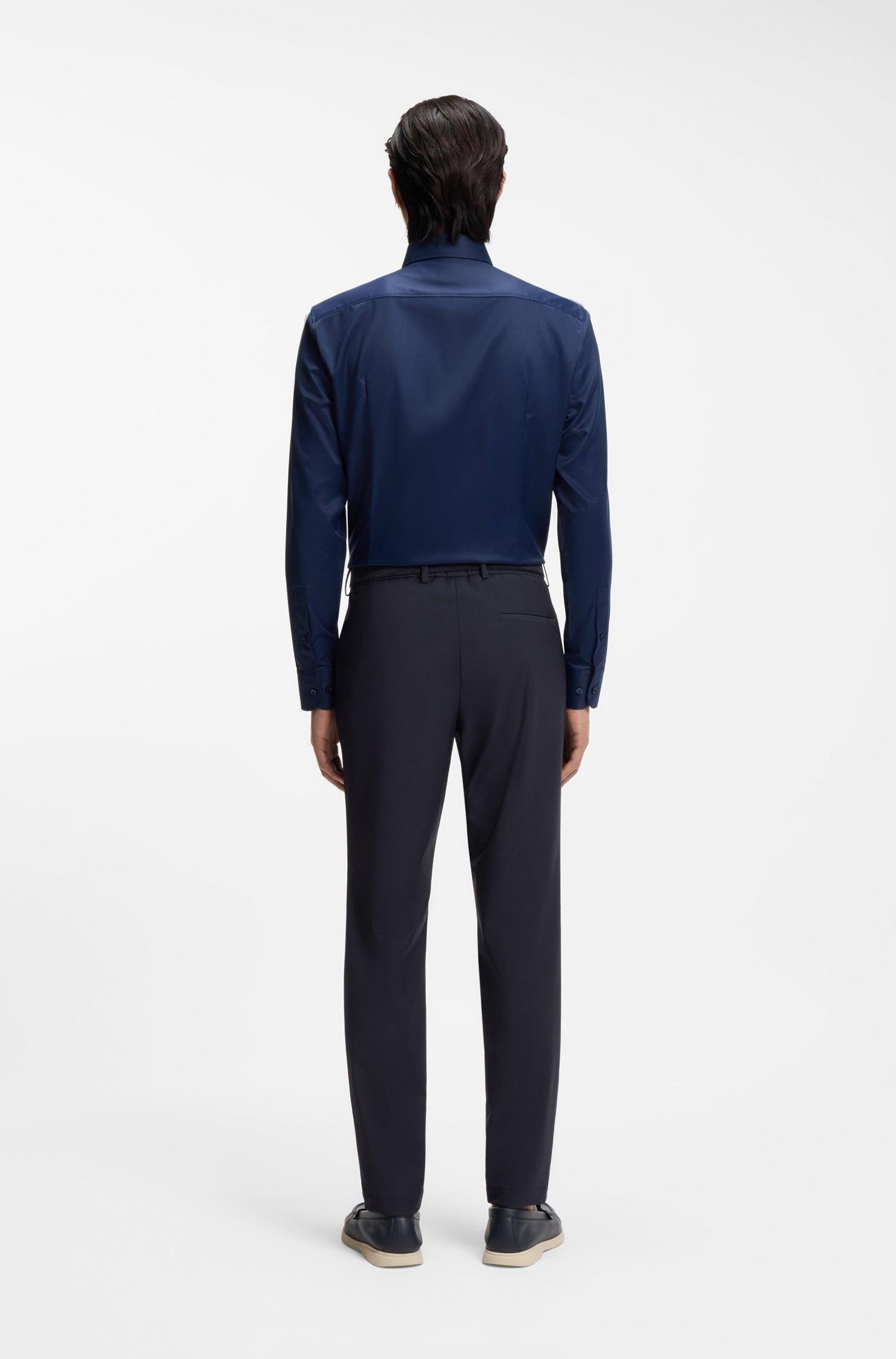 Pantaloni slim fit in twill di misto lana lavabile 50556758 404 BOSS 