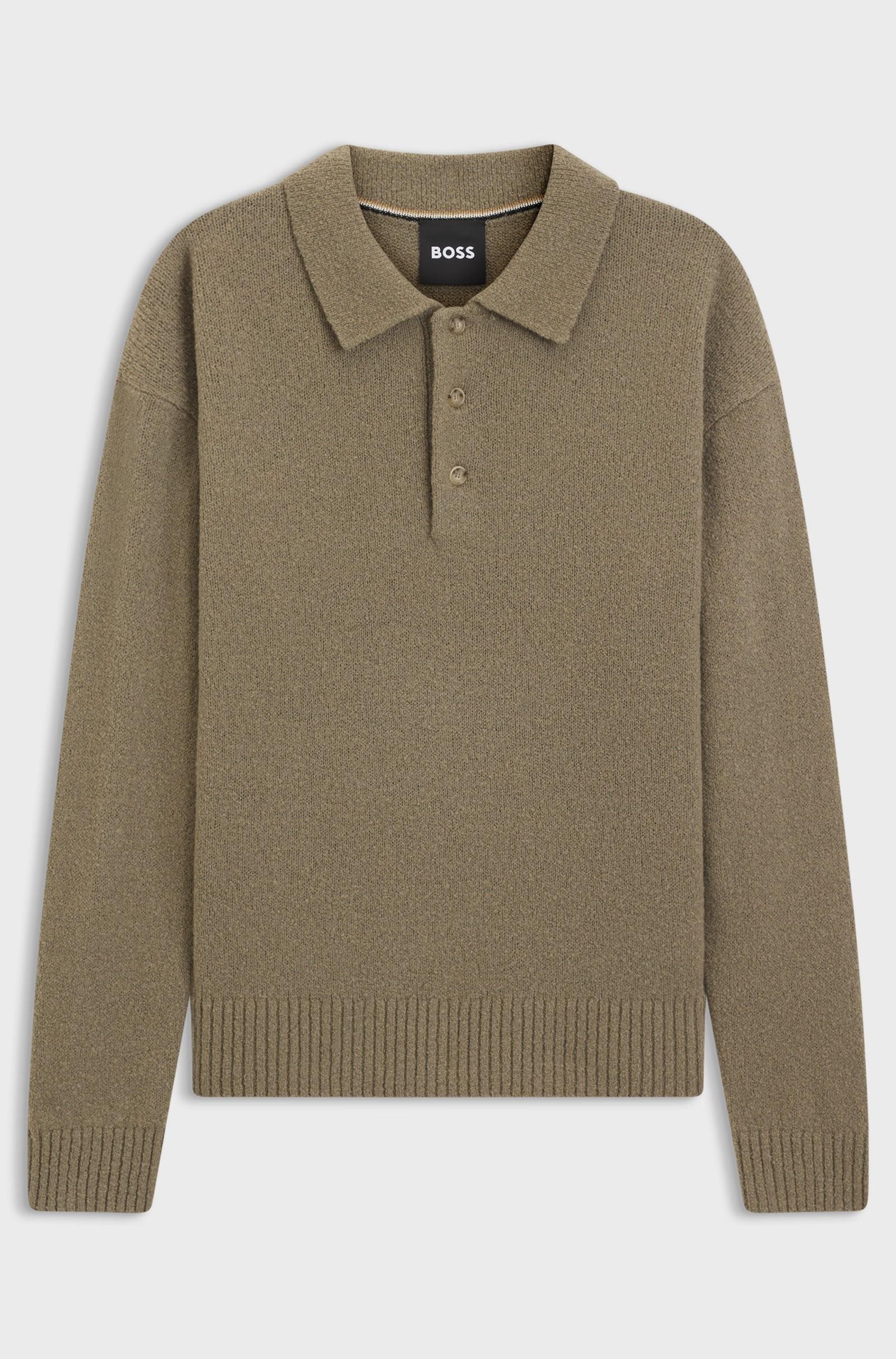 Maglione in lana vergine con colletto polo 50549990 245 BOSS 